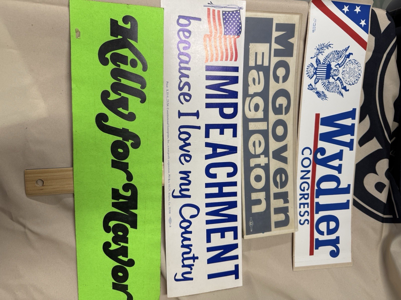 Vintage ’60s – ’80s Political Bumper Stickers Unused-McGovern – 4 Stickers
