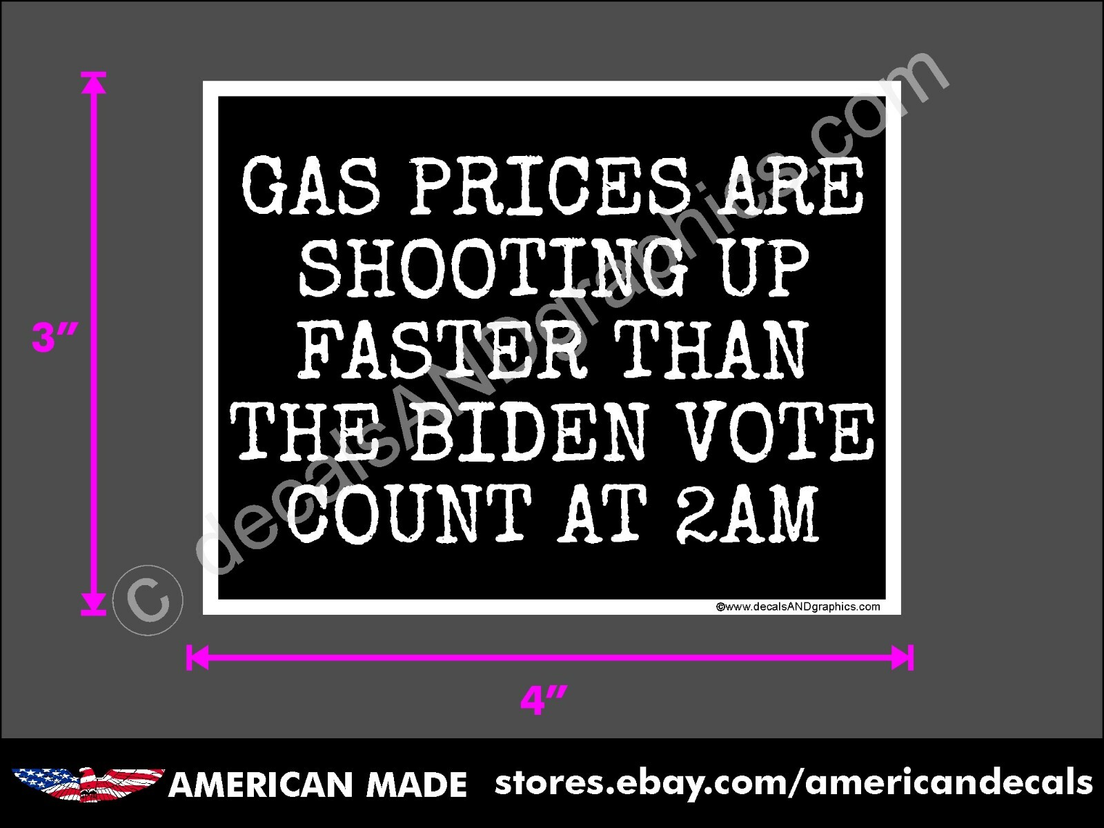 TRUMP 2020 2024 STICKER GAS PRICES BIDEN ANTI DEMOCRAT MAGA DECAL