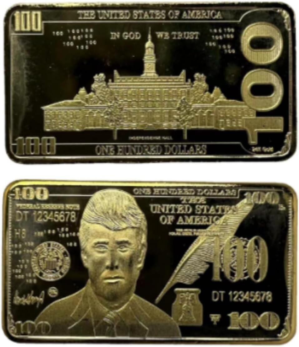 Donald Trump 24K Gold Plated $100 Bar – Collectible Coin/Bar In Protective Case