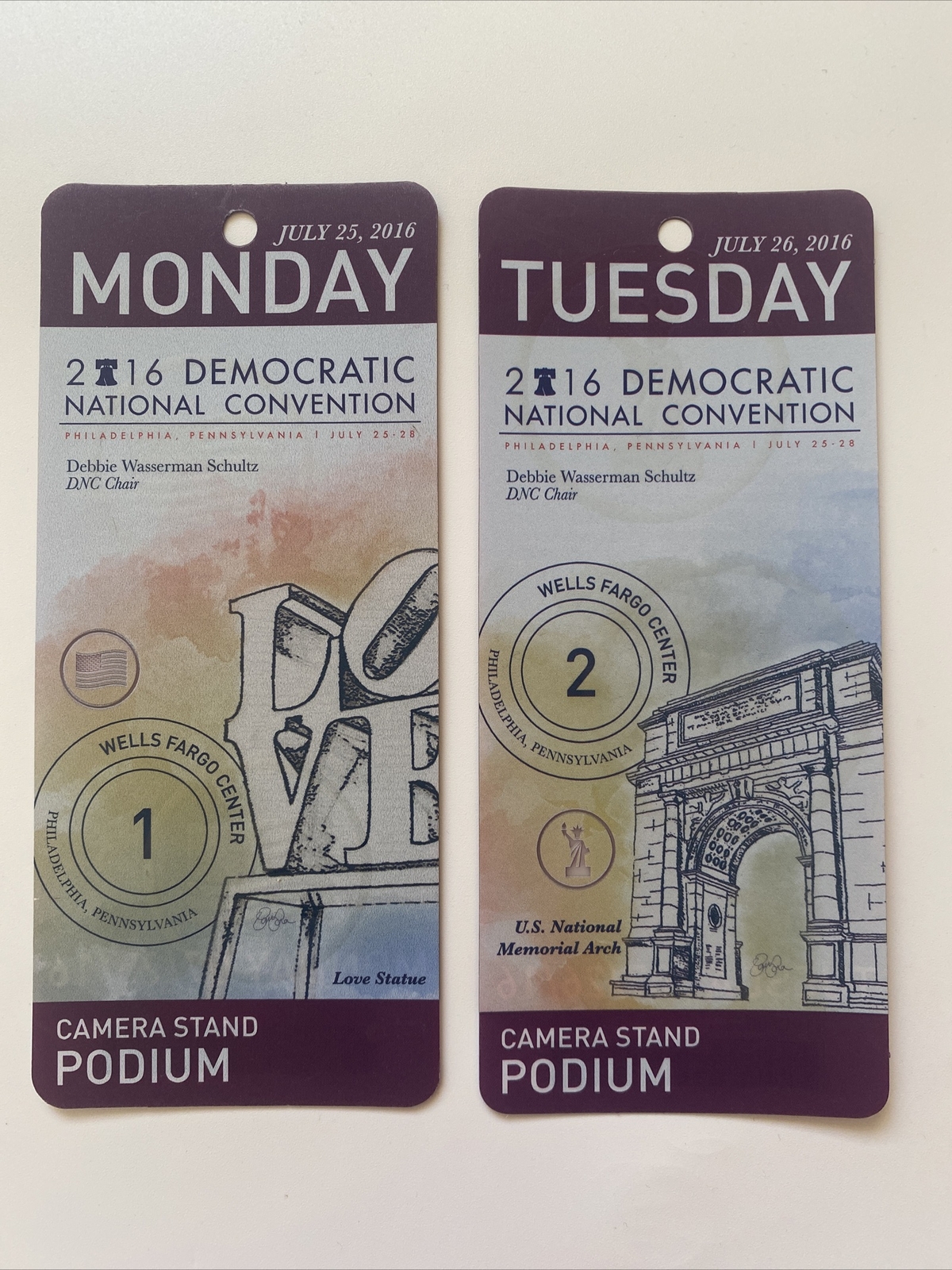 2016 Democratic National Convention Camera Stand 2 Podium Passes Hillary Clinton