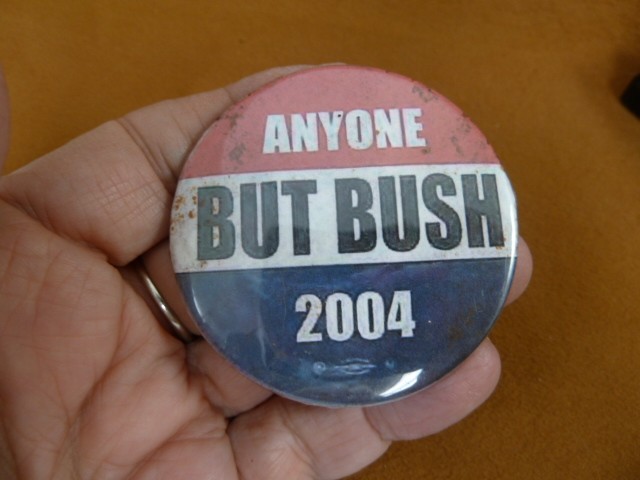 CL-BUT-32 vtg Anyone But Bush 2004 political presidential campaign Button Pin