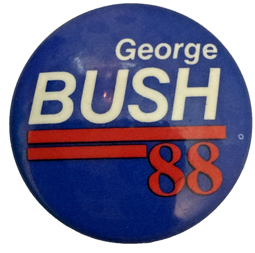 MINT George H W Bush Campaign Button Pin Pinback President 1988 1.5″ Blue