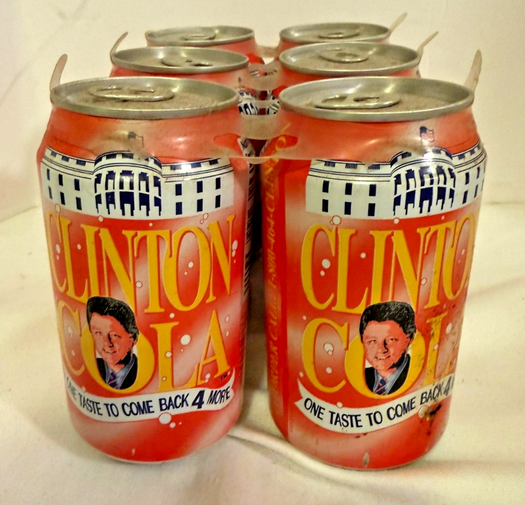 Vintage 1996 Bill Clinton Cola 6-Pack – “One Taste To Come Back 4 More” – UNOPEN