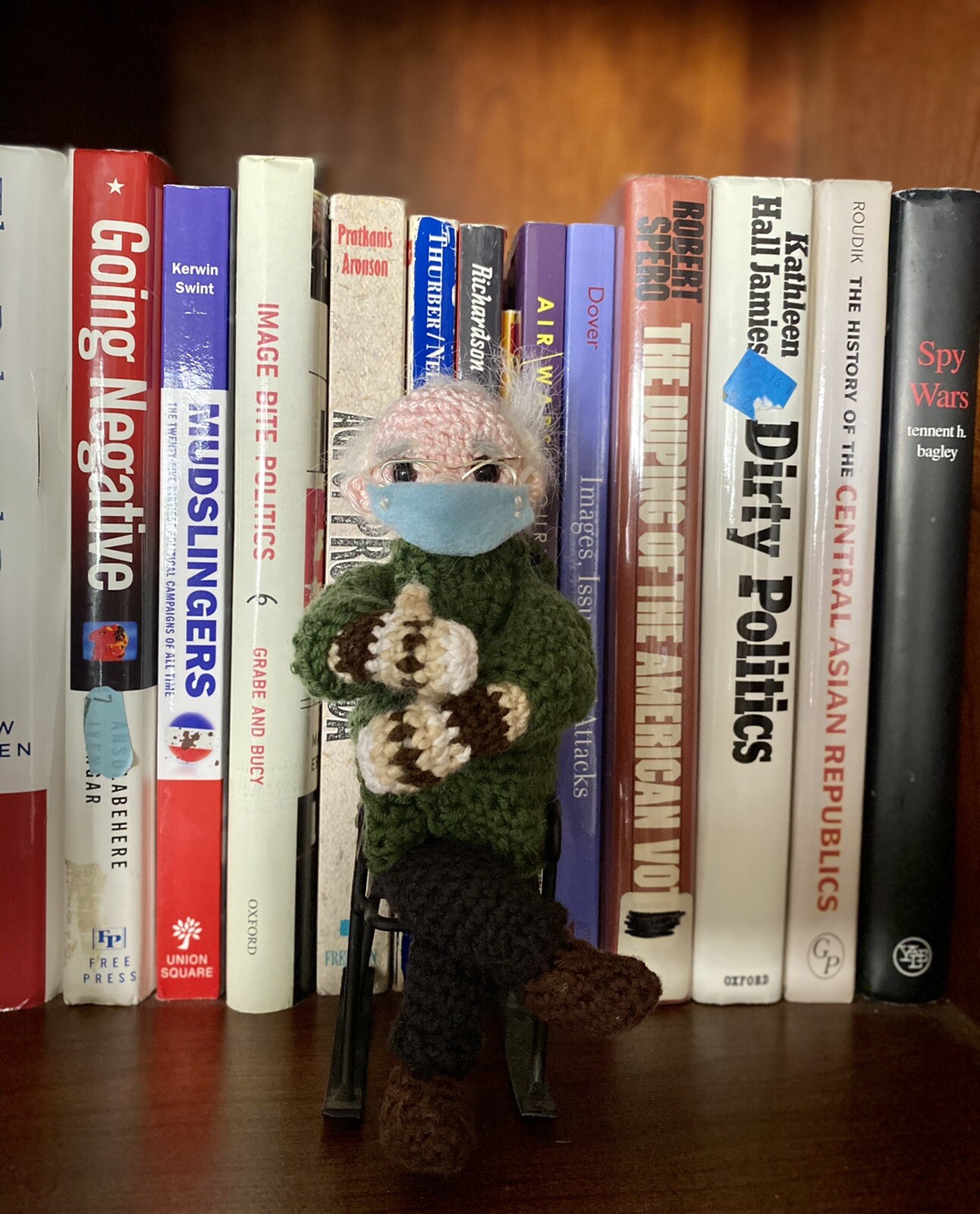 Crochet amigurumi Bernie Sanders Mittens Plush doll Inauguration Commemorative