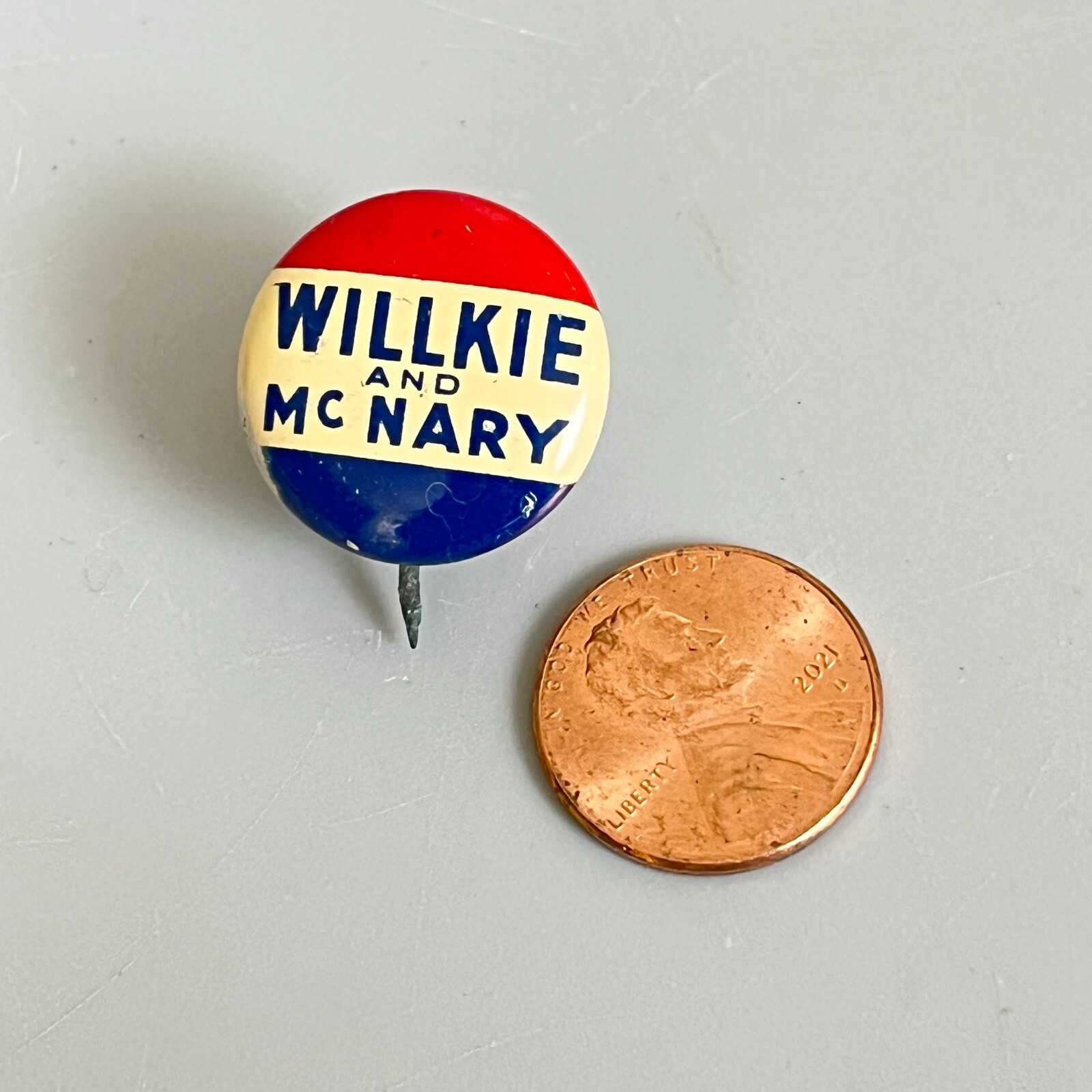 Willkie & McNary 1940 Presidential Campaign Pin Back Button Original Vintage