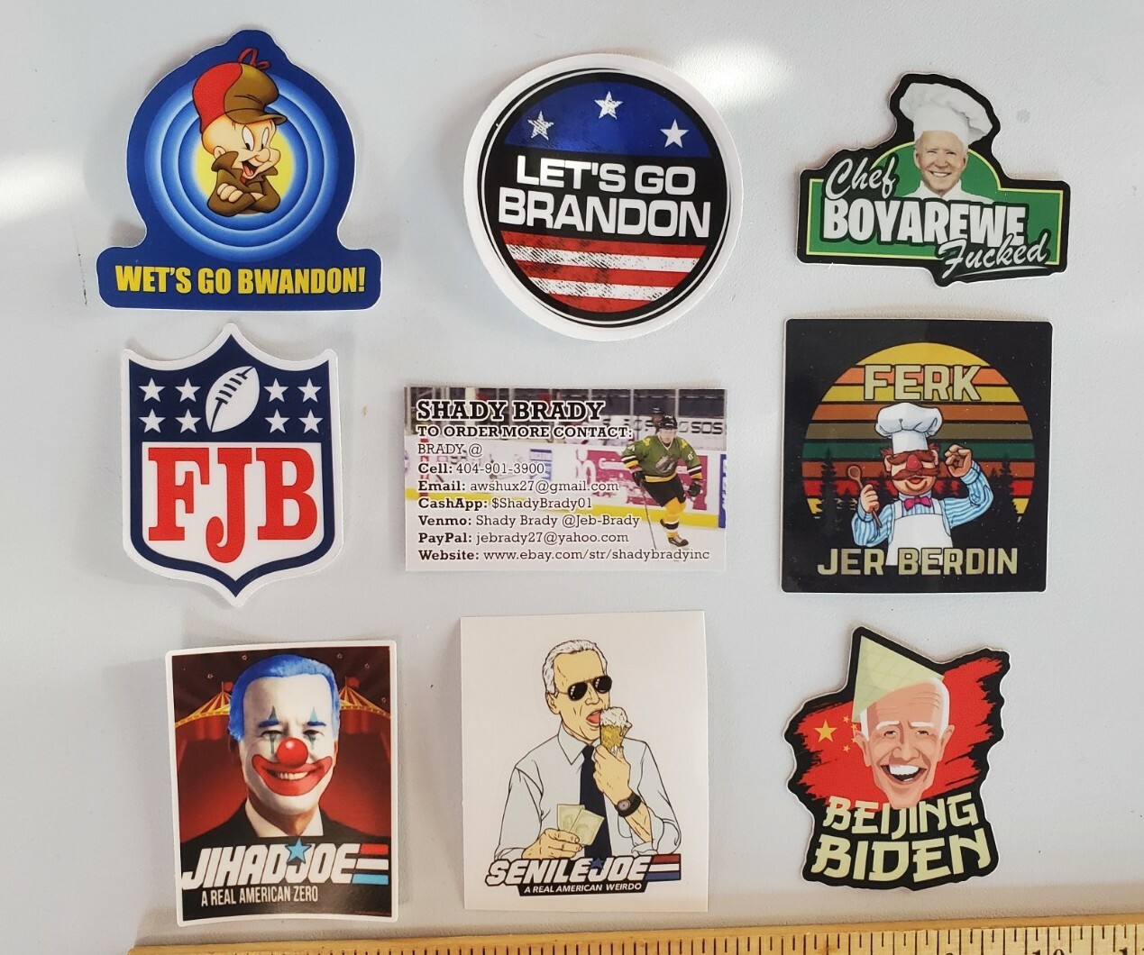 FJB STICKERS VARIETY PACK LOT OF 8 Let’s Go Brandon Beijing Biden SENILE JOE