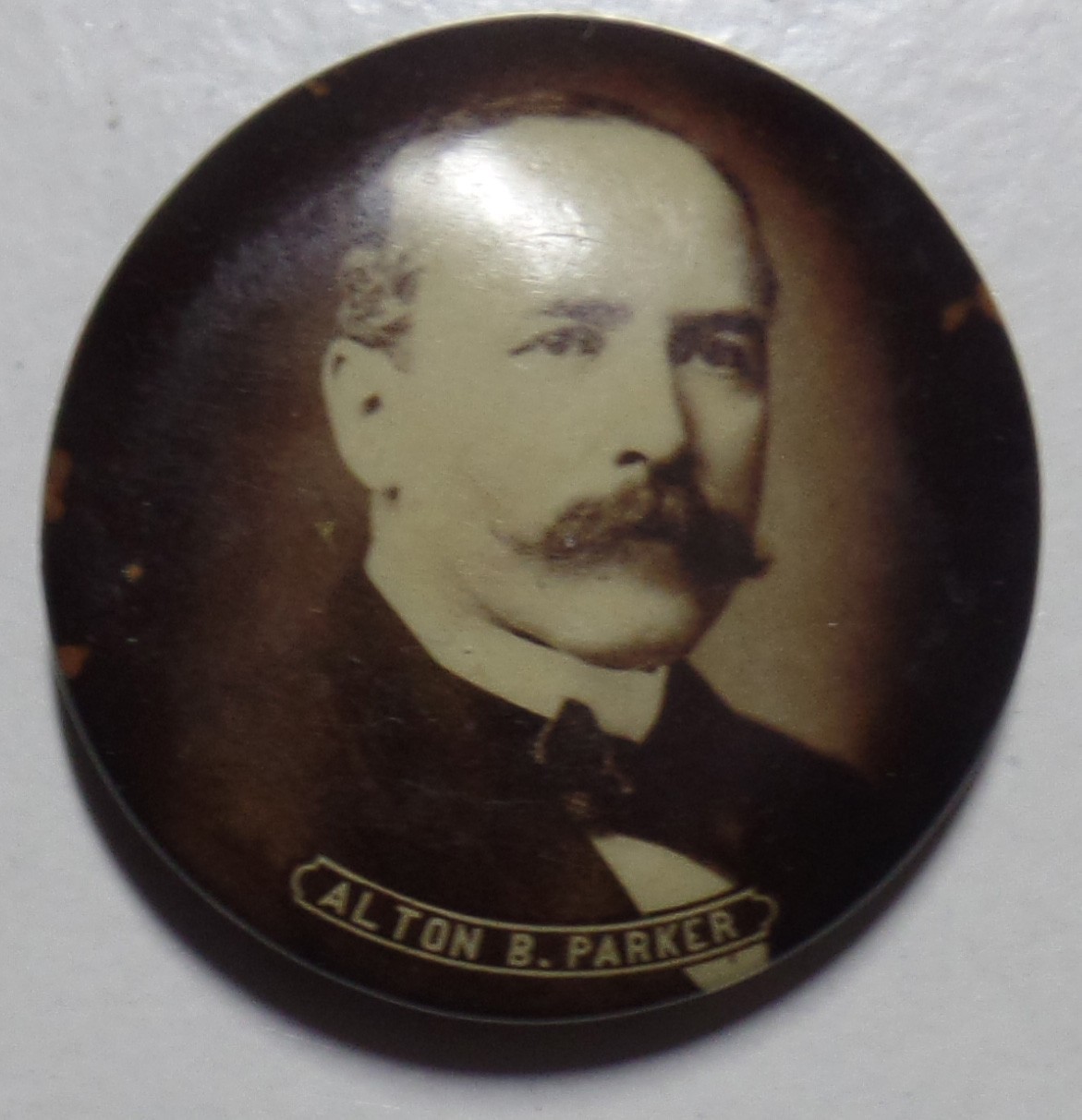 1″ Sepia Image 1904 Alton Parker Presidential Campaign Pin Lost 2 T Roosevelt