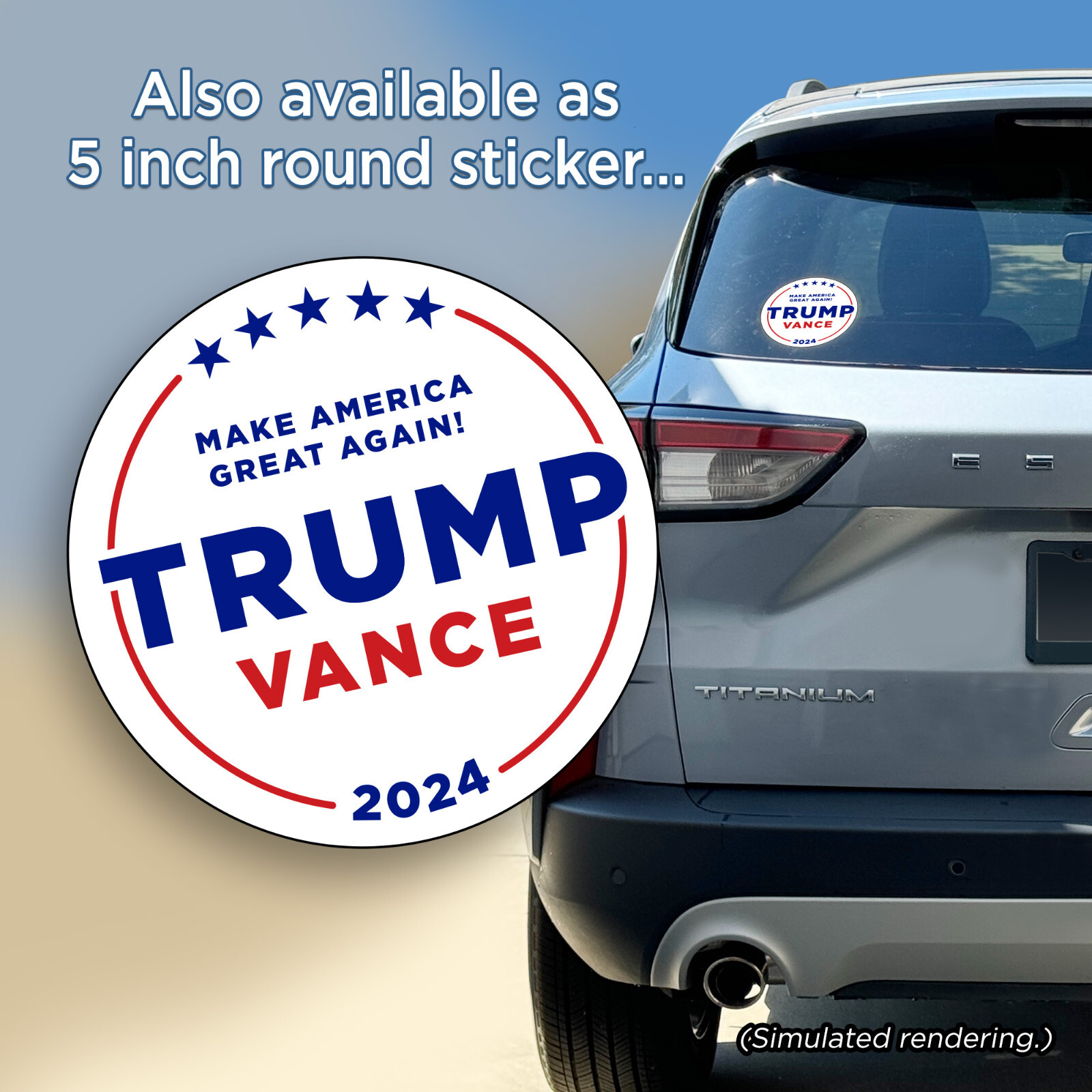 TRUMP VANCE 2024 Window Sticker | Vinyl | Water-resistant | 5-inch round