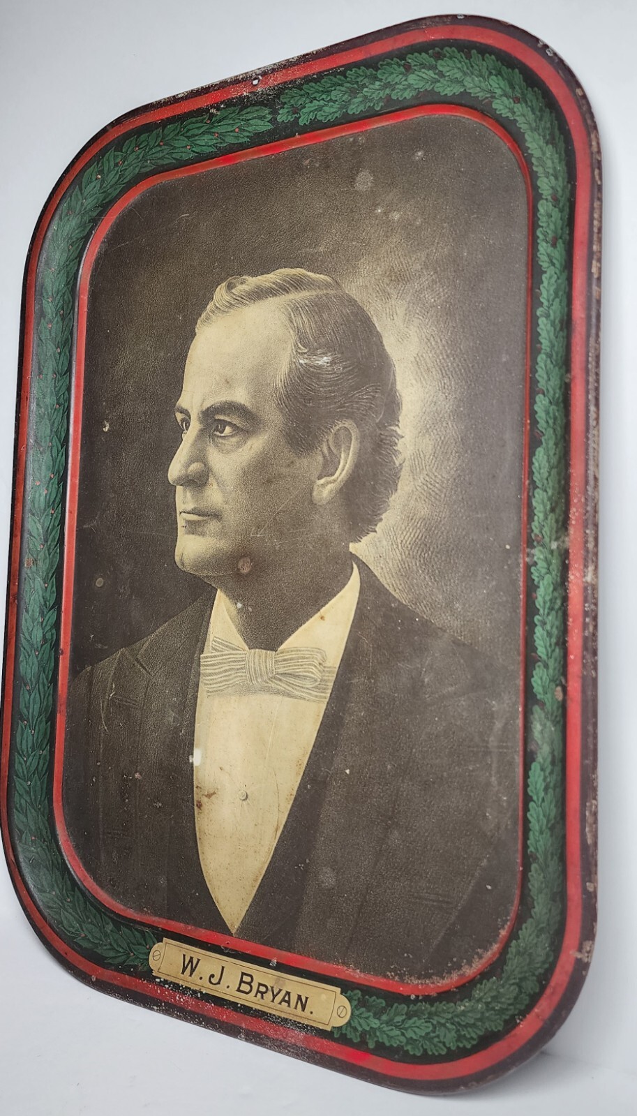 Antique William Jennings Bryan Memorial Tin Litho Serving Tray 1896 RARE
