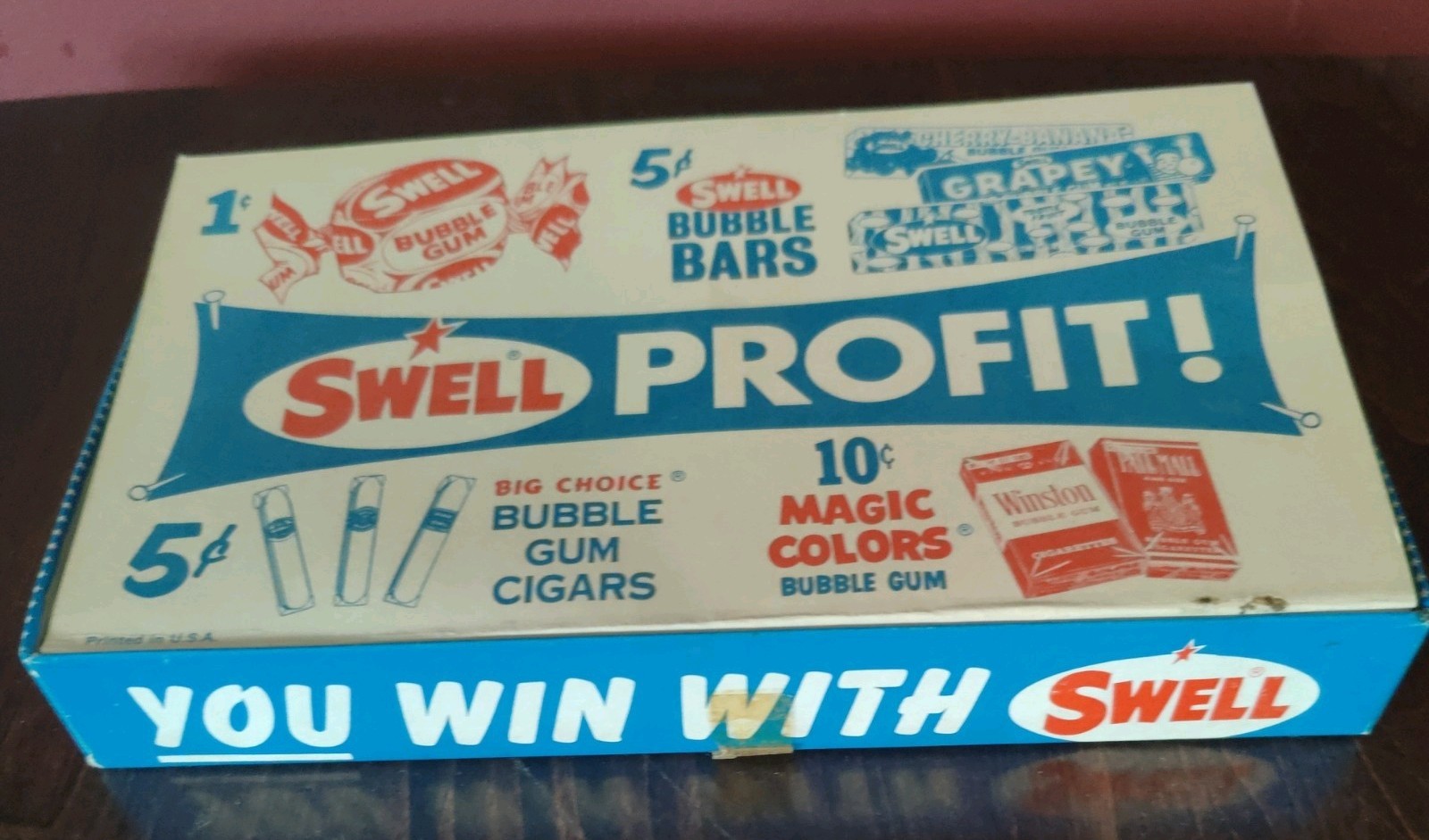 Vintage 1968 Richard Nixon Swell Bubble Gum Cigar Box – Box of 24 Pieces w/ Top