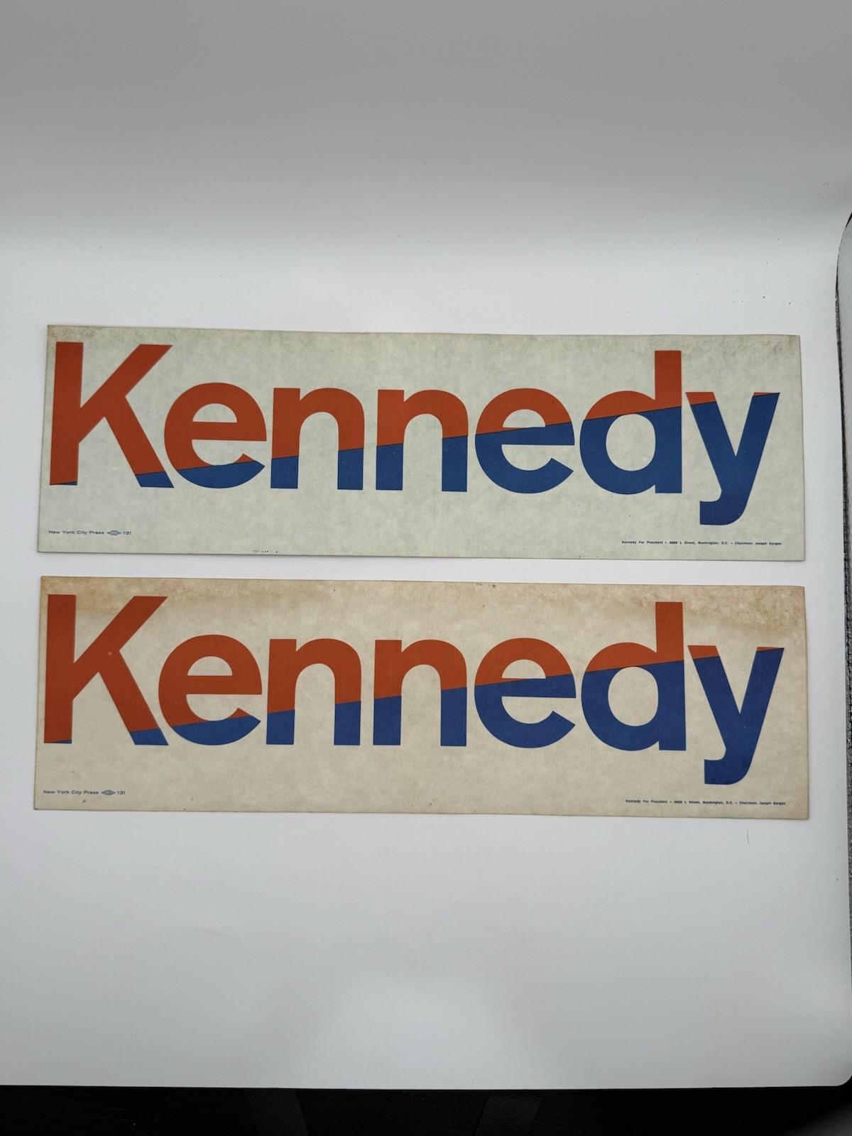 1968 Robert F. Kennedy~ RFK – Auto Bumper Stickers Lot Of 2
