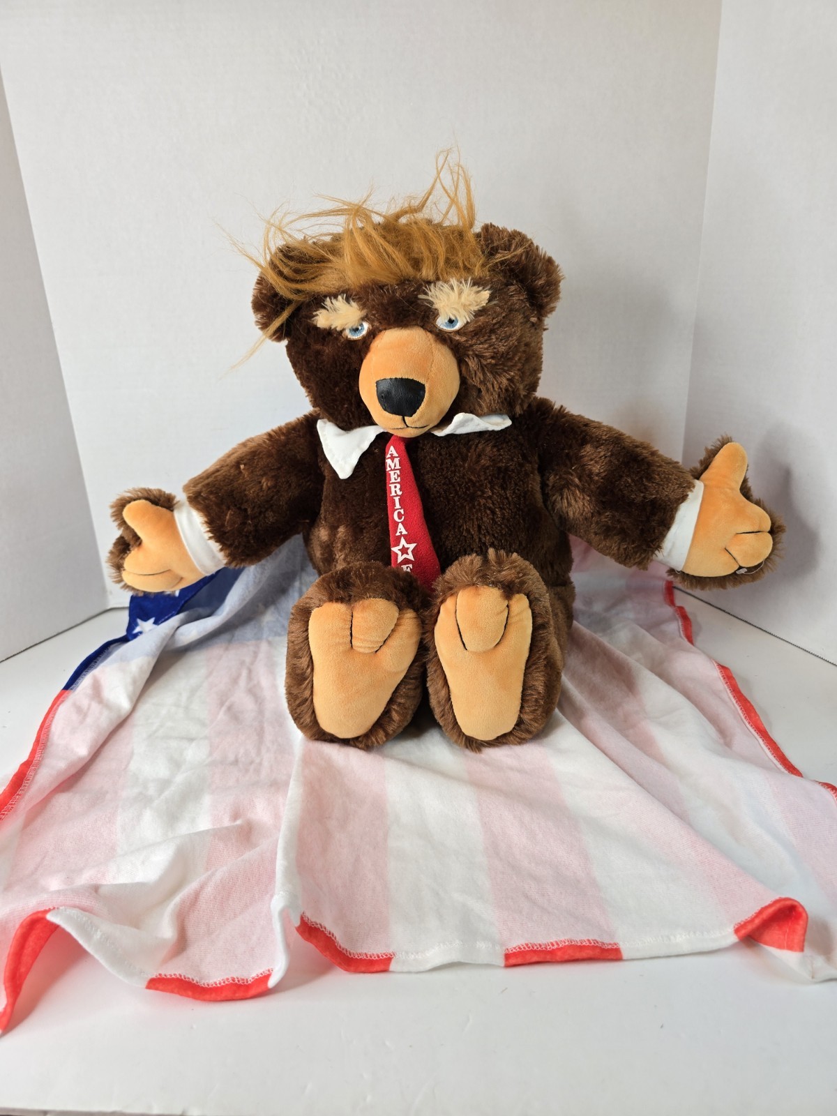 Trumpy Bear Deluxe Original 22” Plush Zipper Pouch American Flag 2017 MAGA Trump