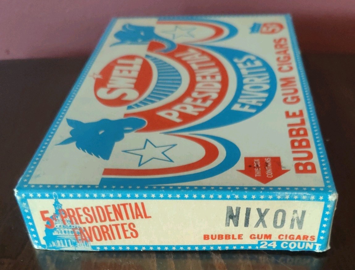 Vintage 1968 Richard Nixon Swell Bubble Gum Cigar Box – Box of 24 Pieces w/ Top