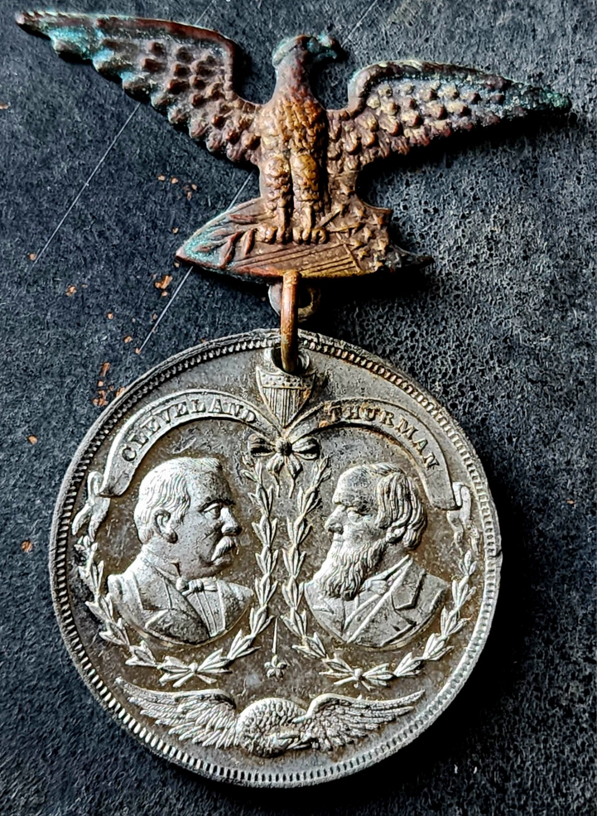 Antique 1888 Political Campaign Democrat Grover Cleveland and Allen G Thurman.