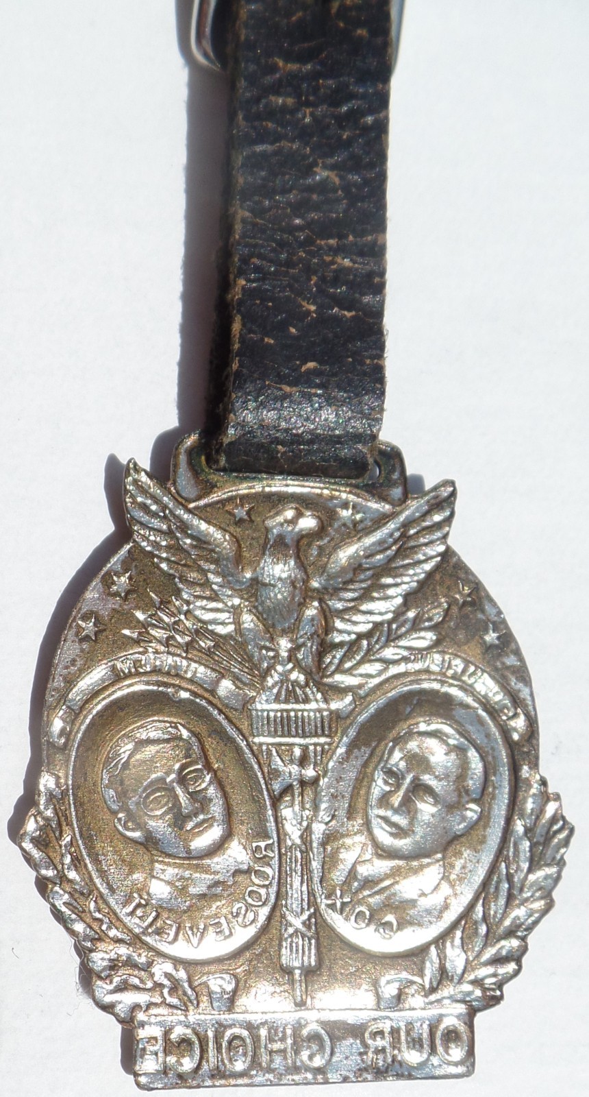 1920 Cox Roosevelt Jugate Shell Back Our Choice Presidential Campaign Watch Fob