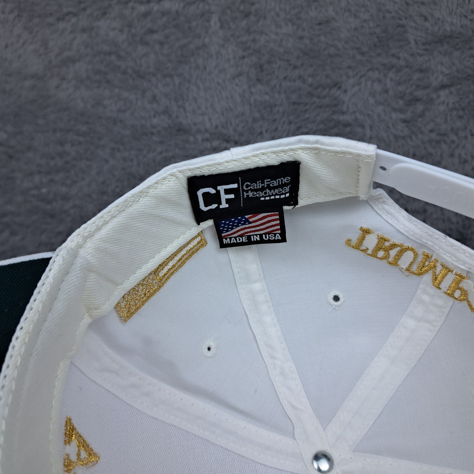 AUTHENTIC Trump Hat Cap White Gold Cali Fame MAGA Keep America Great Made In USA