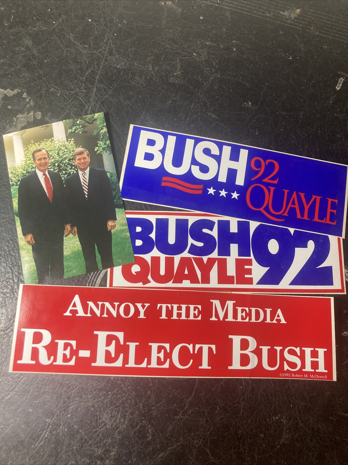 Vintage Bush Quayle 1992 Election Campaign Poster Postcard Stickers Lot of 4