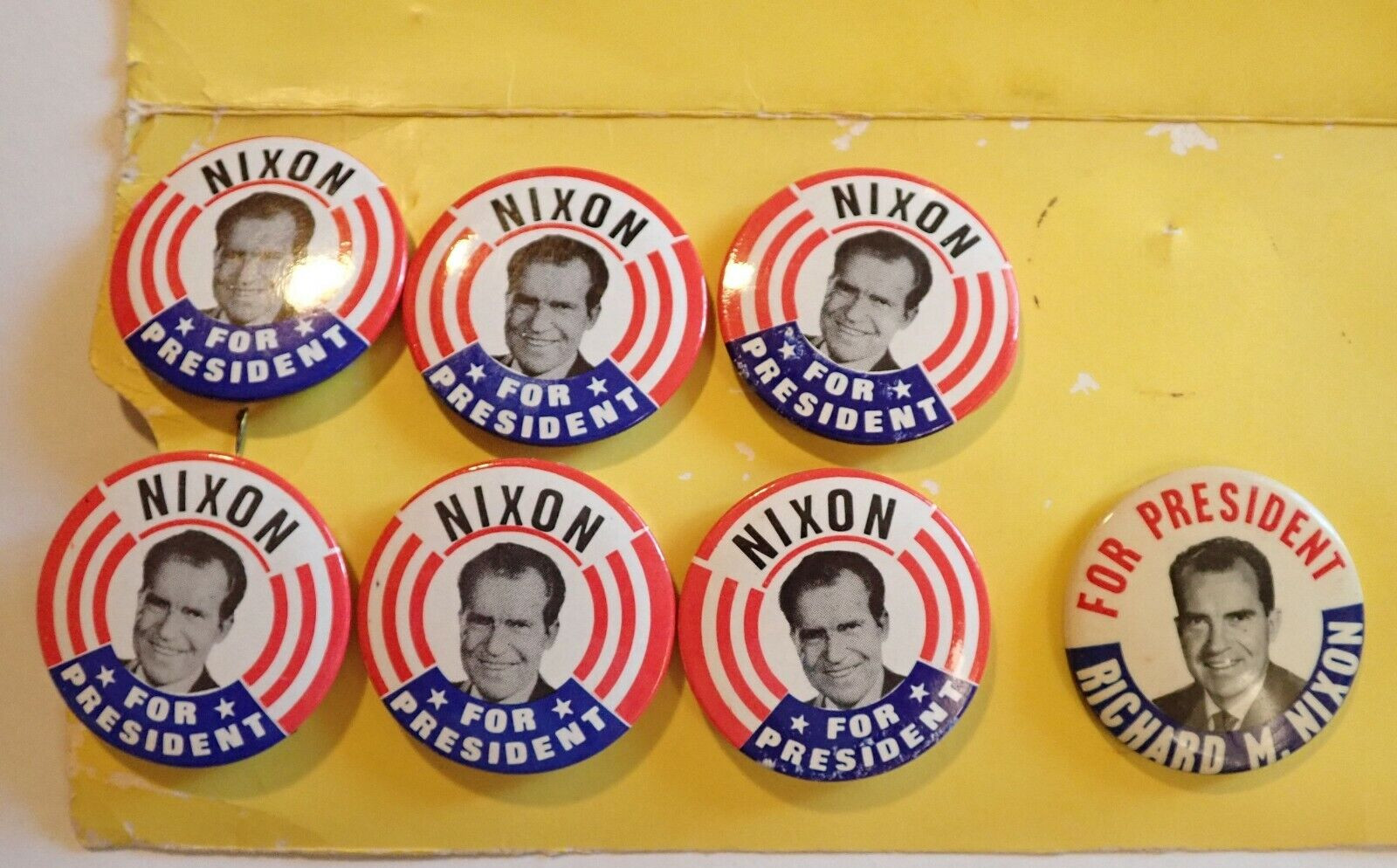Lot 7 RICHARD M. NIXON For PRESIDENT Campaign Buttons 1960 1968 Pinback Vintage