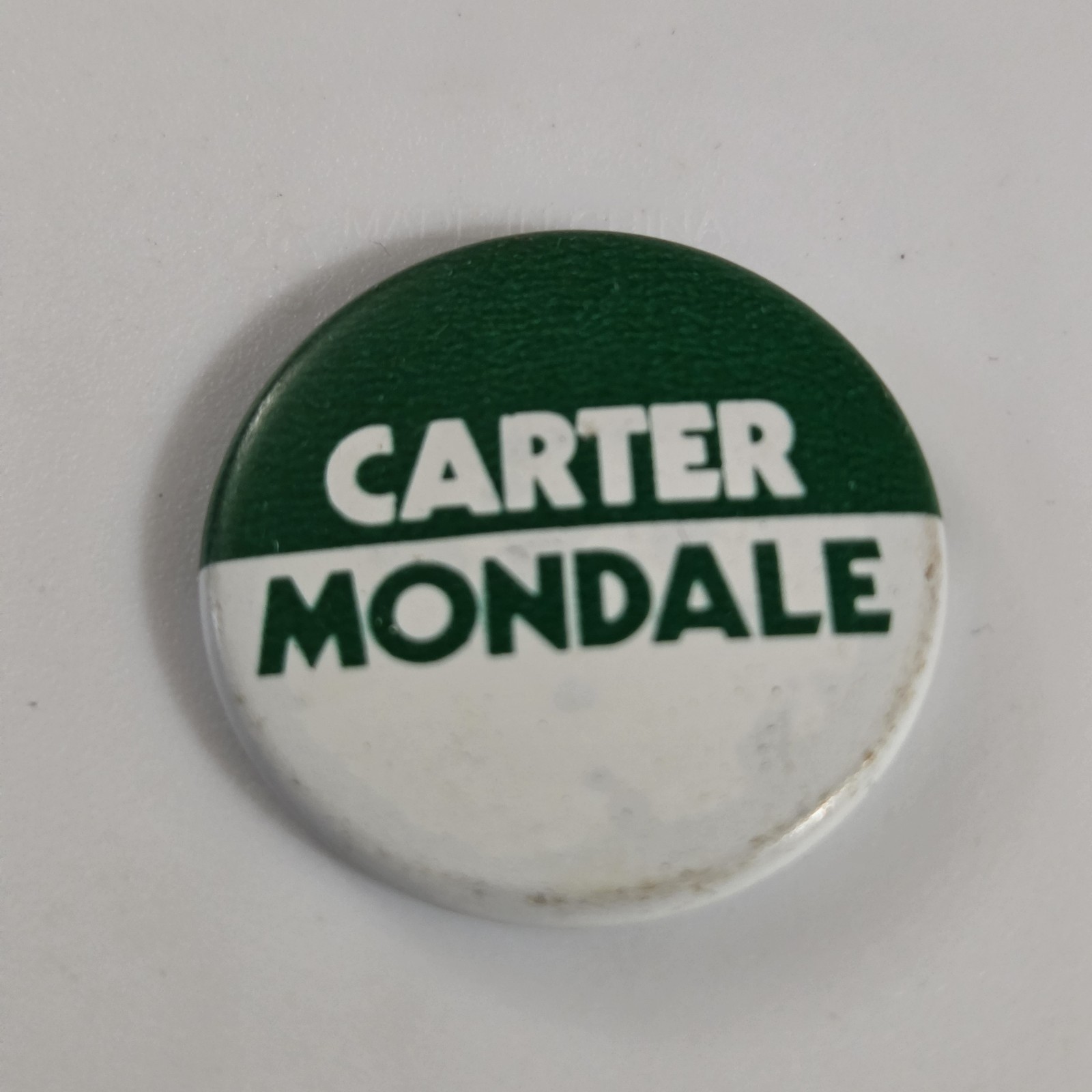 Vintage Carter Mondale 1976 1980 Presidential Campaign Button Green White