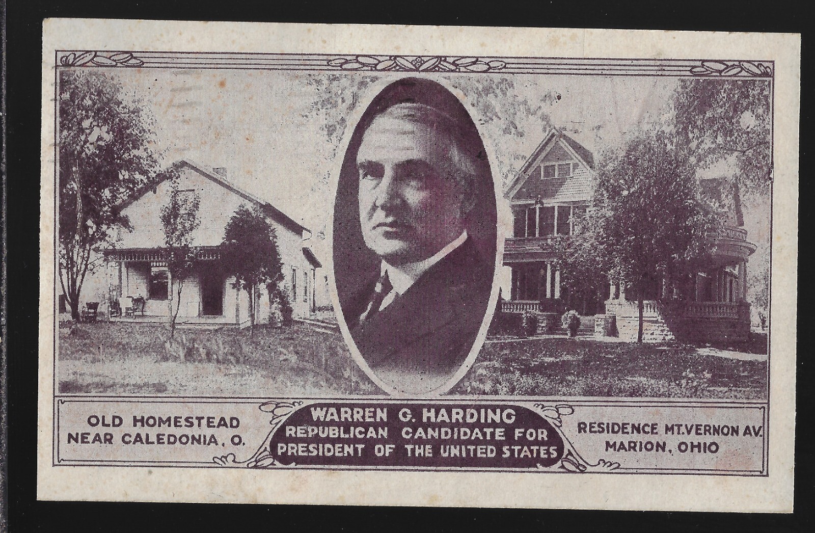 More Common 1920 Warren G Harding GOP Candidate 4 President Postcard Sepia Vrsn