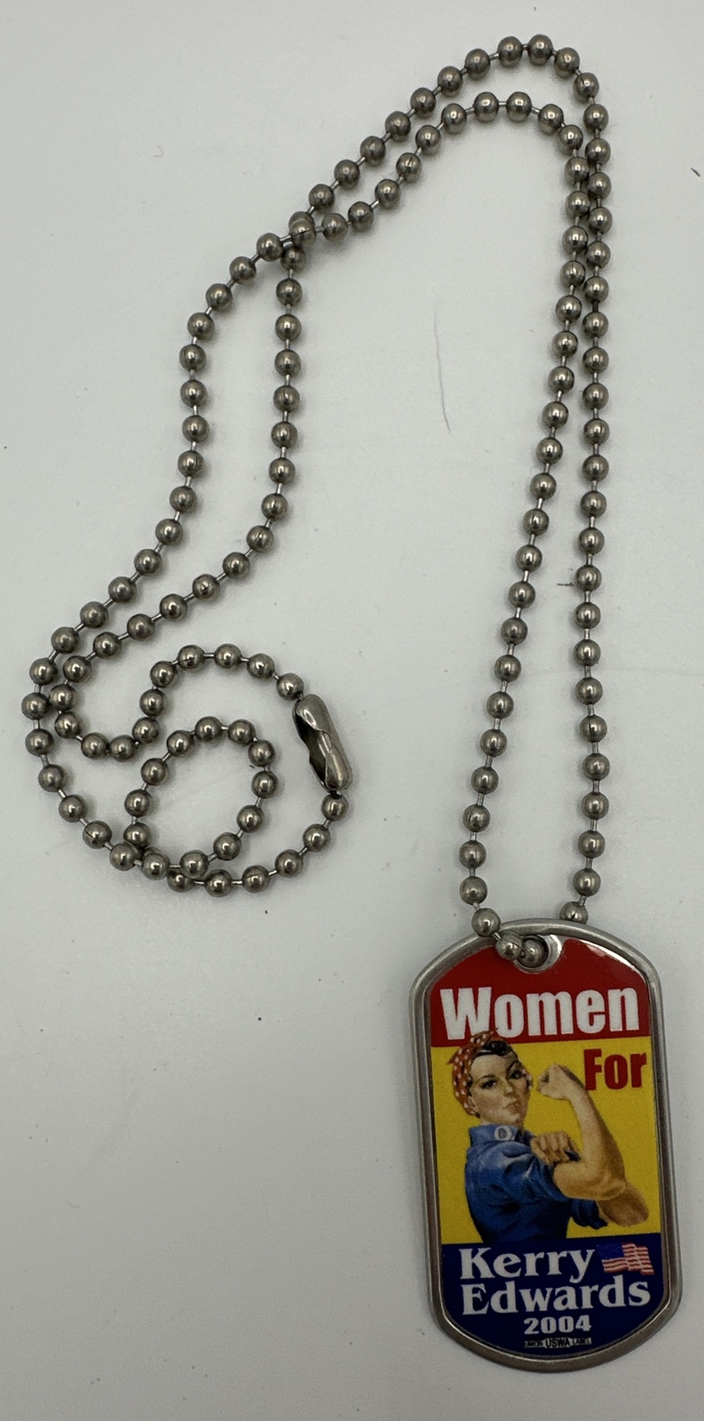 Women For Kerry Edwards 2004 Political Campaign Dog Tag Rosie the Riveter