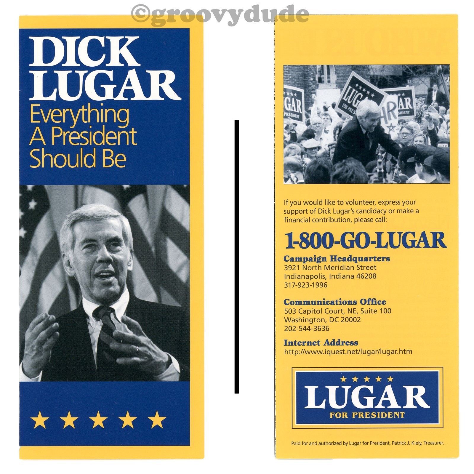 1996 Dick Lugar For President FL Presidency III Political Campaign Brochure