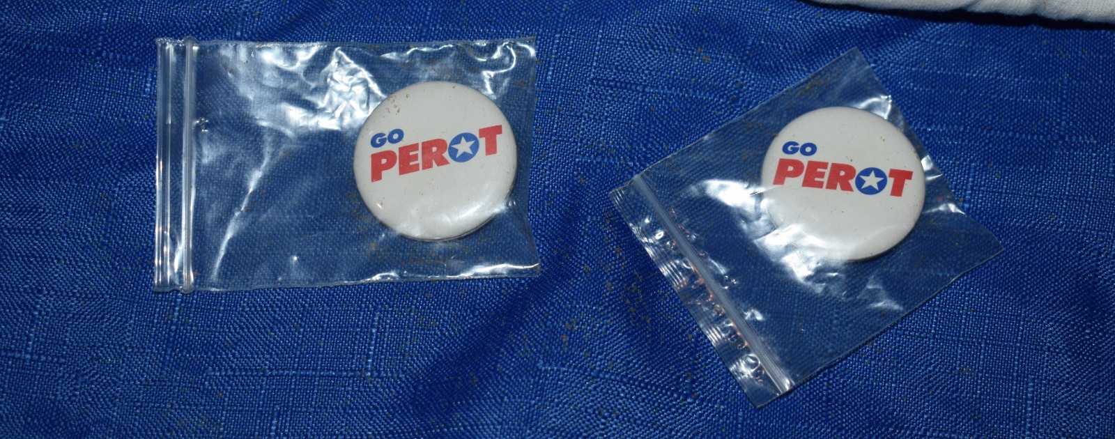 TWO 1992 ROSS PEROT “GO PEROT” Presidential Campaign Pins