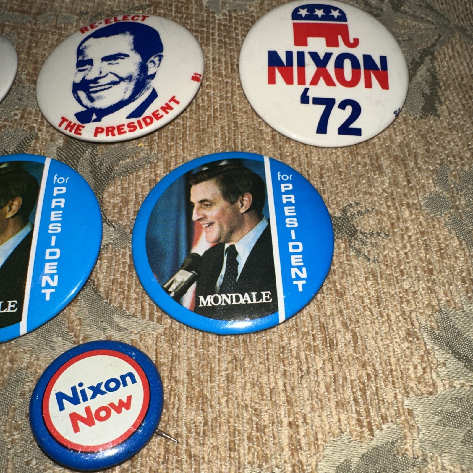 1970s Nixon Mondale Antique Political Vintage President Old Campaign Buttons Pin