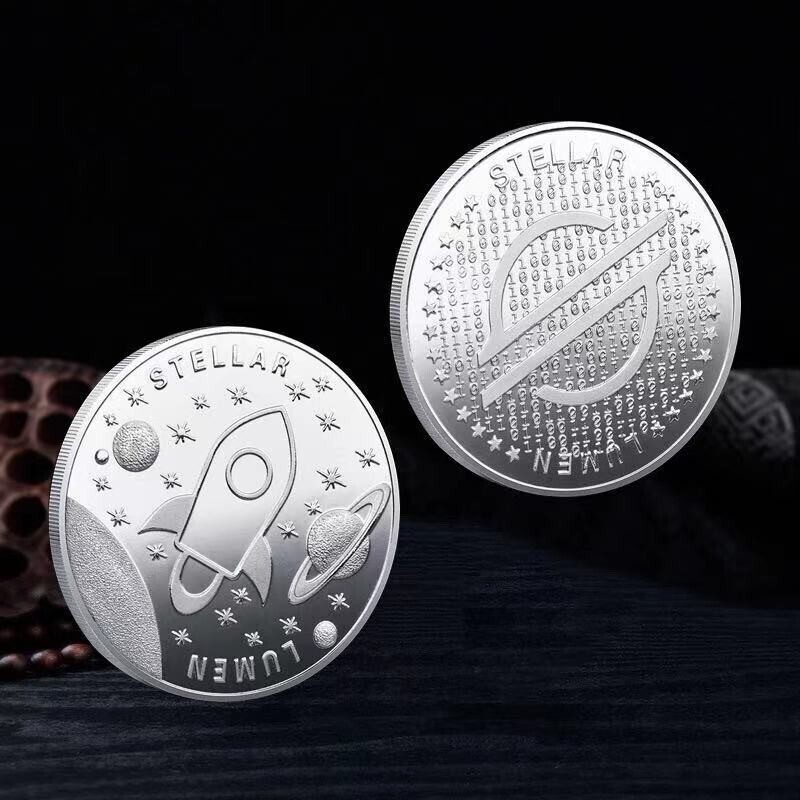 10x Coins Stellar Lumen Iron Plated Collectible Crypto Coin in plastic case