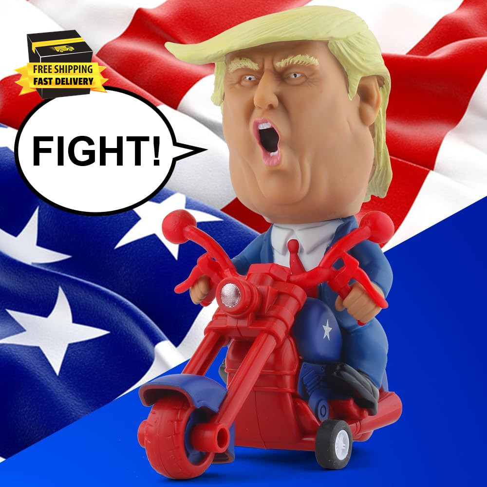 President Donald Trump 2024 Toy Figure Riding Motorcycle Funny Rev up Car Novelt