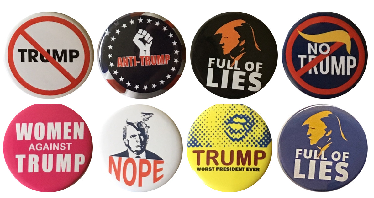 Anti Trump, No Trump 2024 Buttons – Set of 8 that measure 2.25 inches
