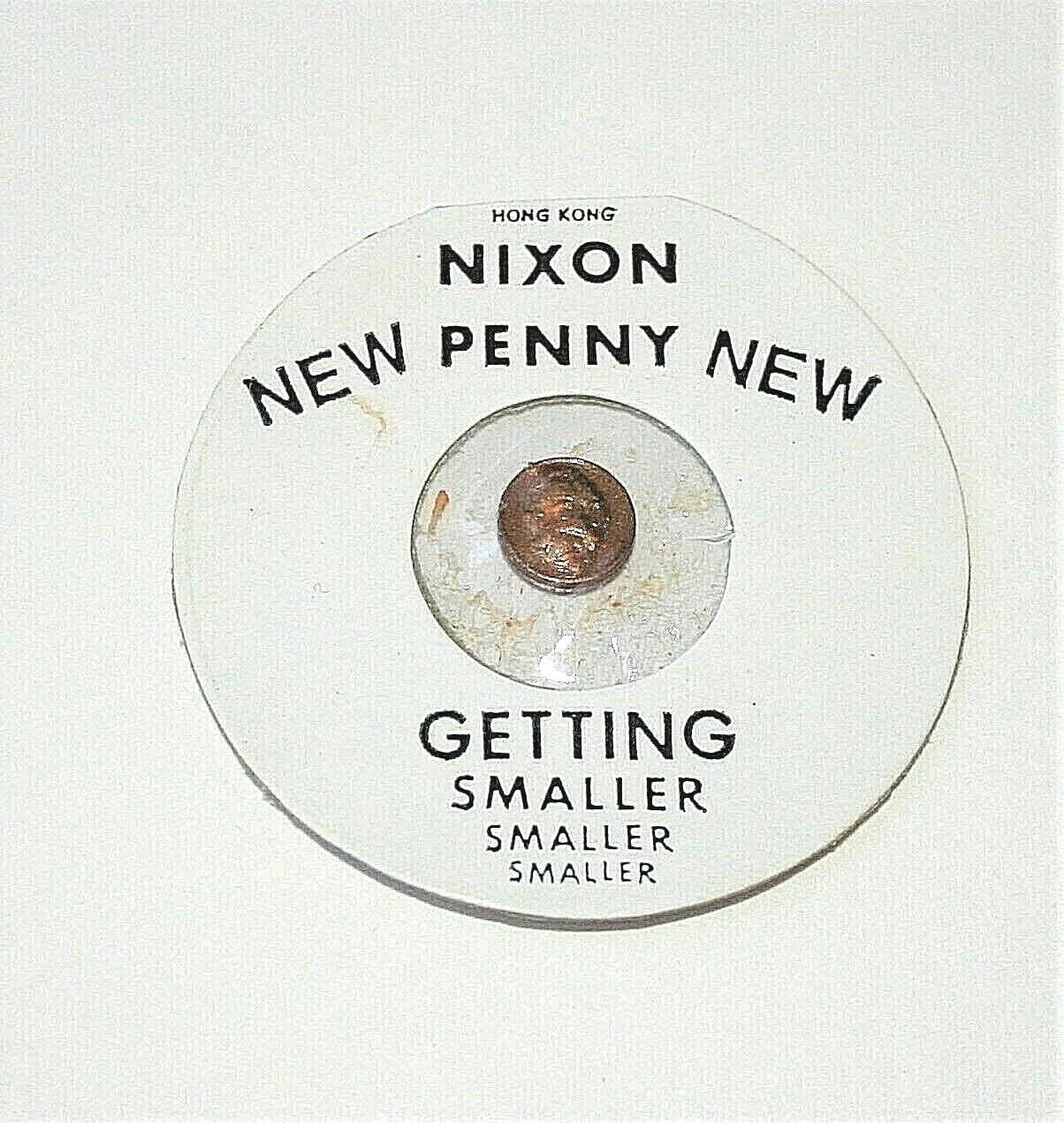 2 Vintage Inflation Novelty 1970’s Richard Nixon Shrinking Penny NOS New