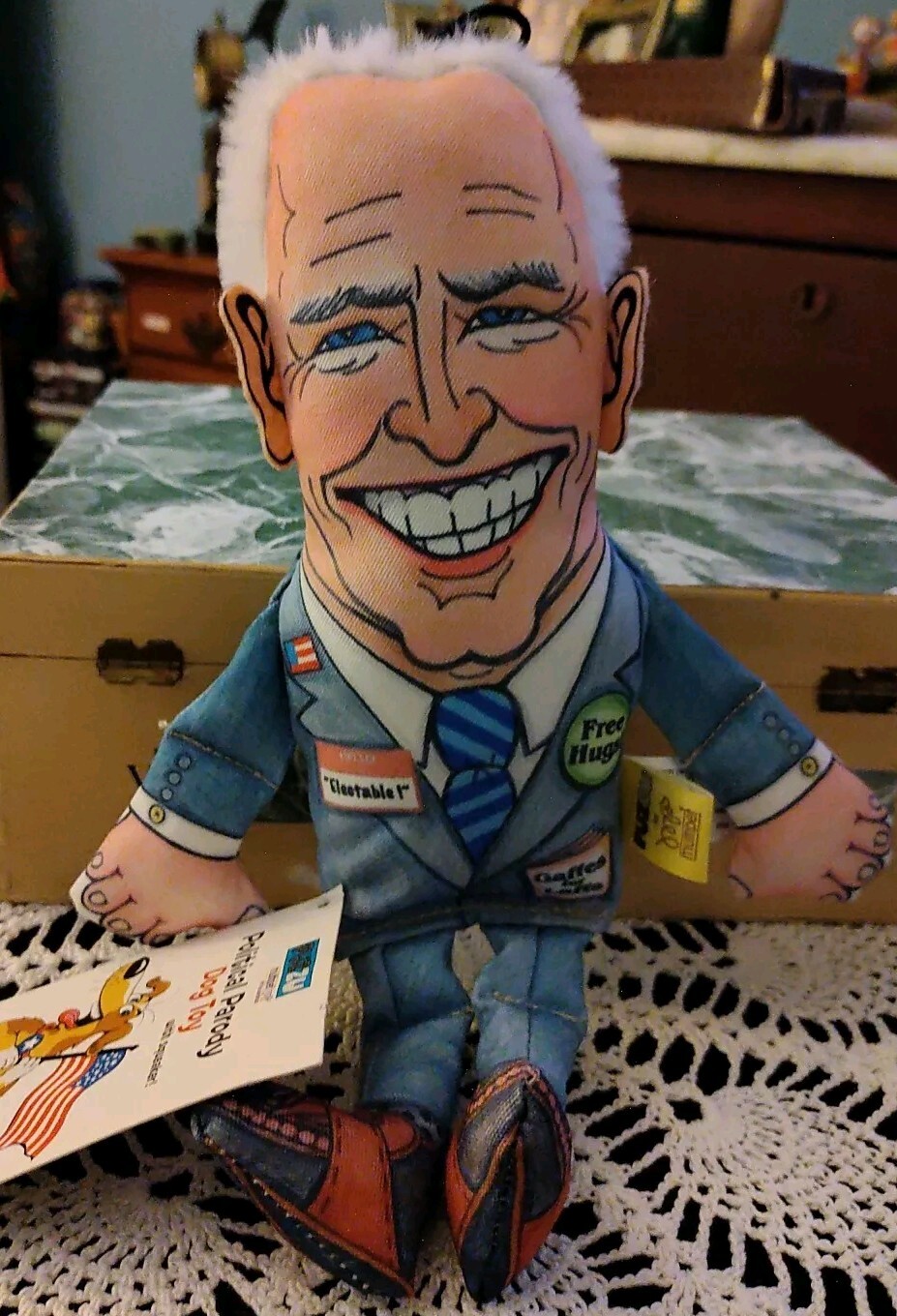 Political Parody 2024 Joe Biden FUZZU/Squeaker Dog Toy w Tags Malarkey Joe