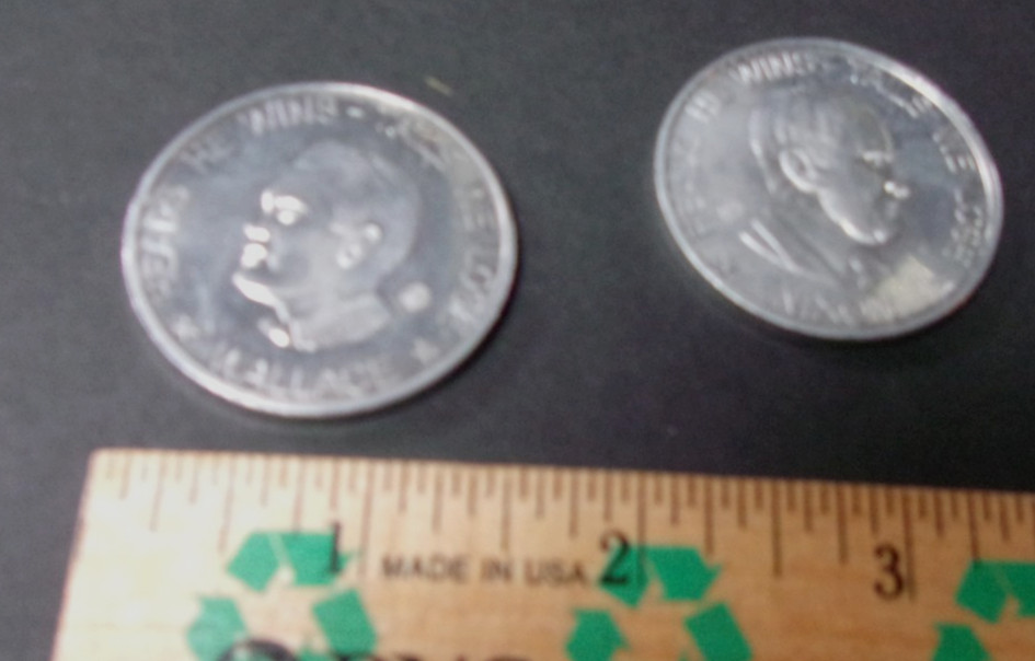 Lot of 2 Wallace / Nixon Metal Tokens – “Heads He Wins – Tails We Lose” 1968 Vtg
