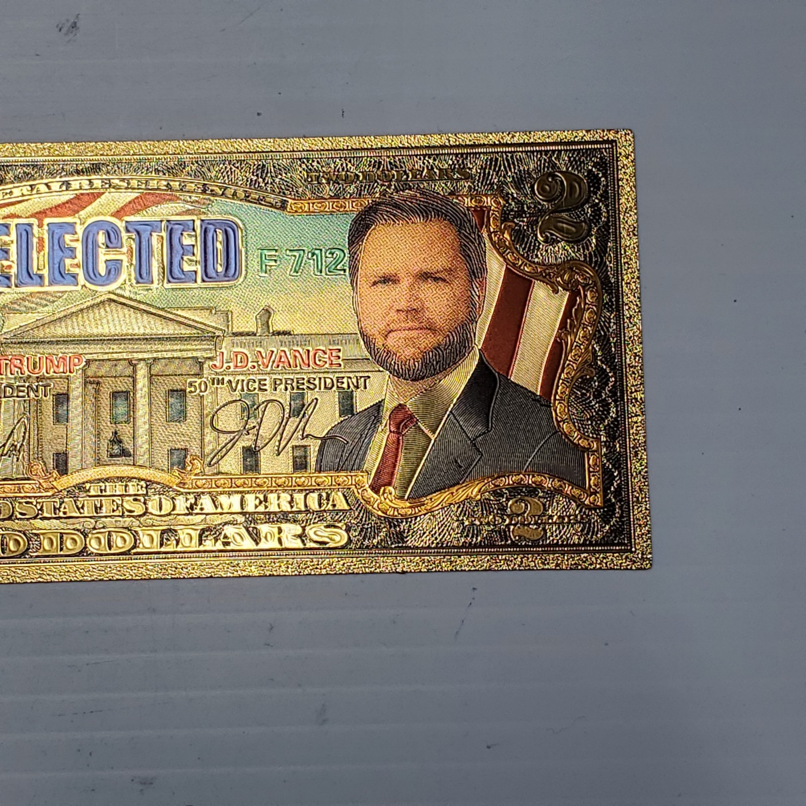 Donald Trump JD Vance 24K Gold Foil $2 Bills & Certificate (10 pack)