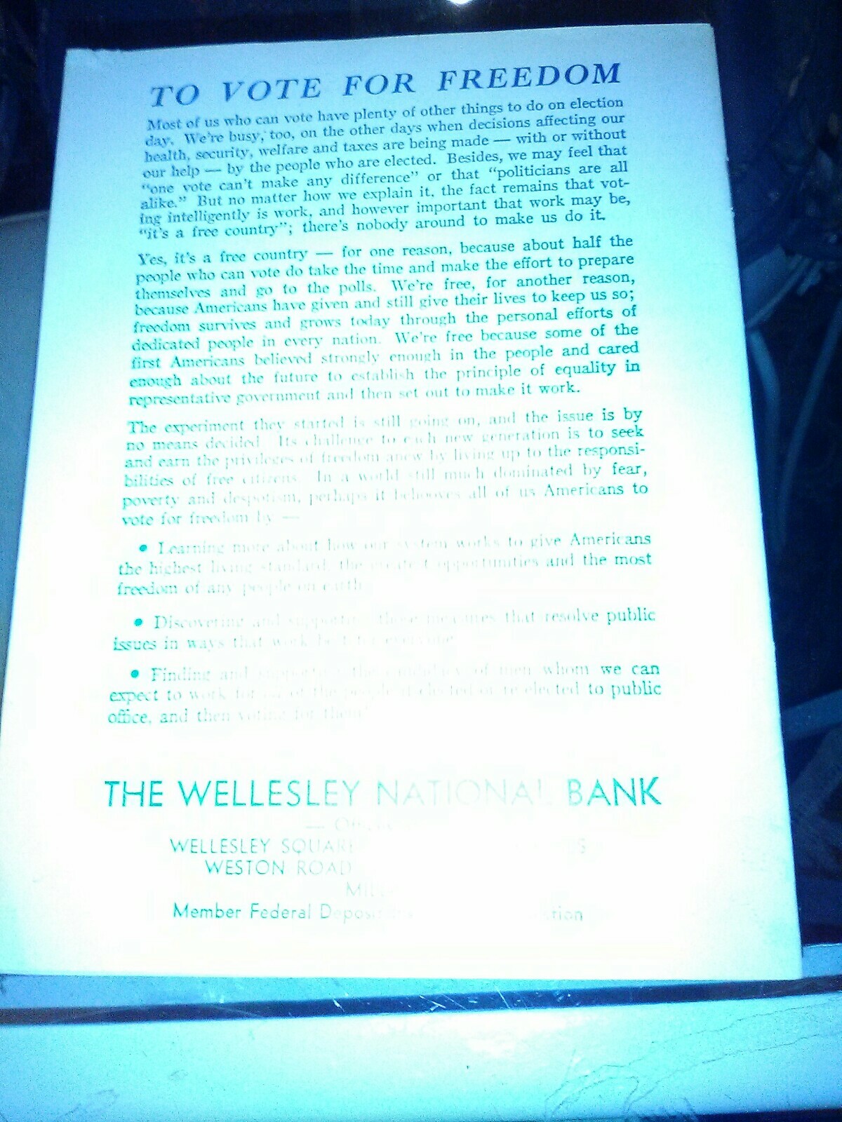 Vintage 1964 Presidential Handbook by The Wellesley National Bank