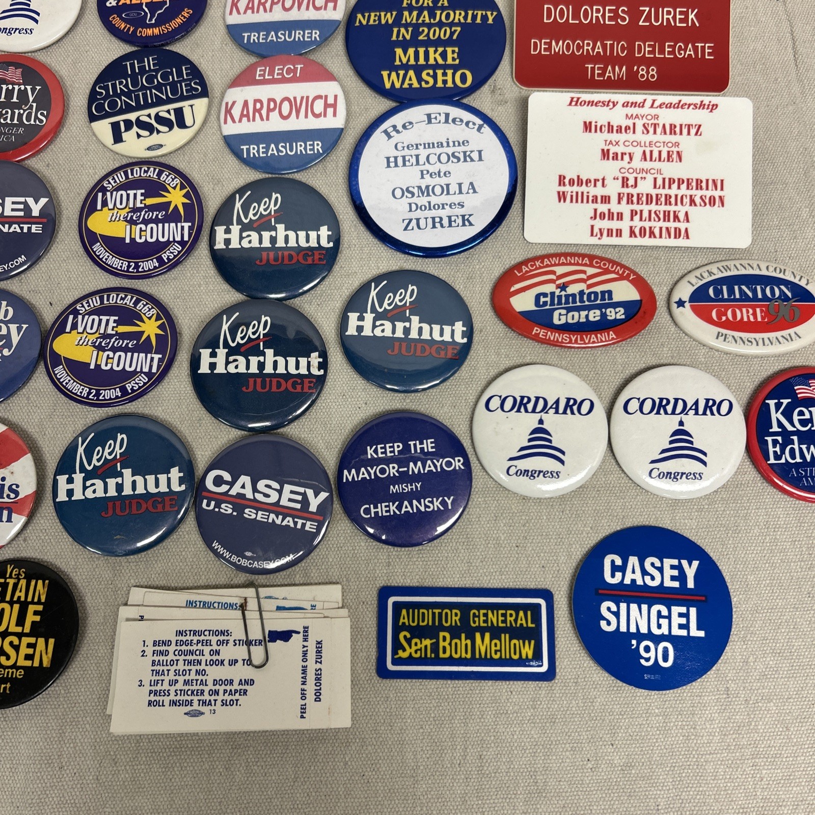 Lot Of 45 Political/judge Pins Or Buttons/stickers