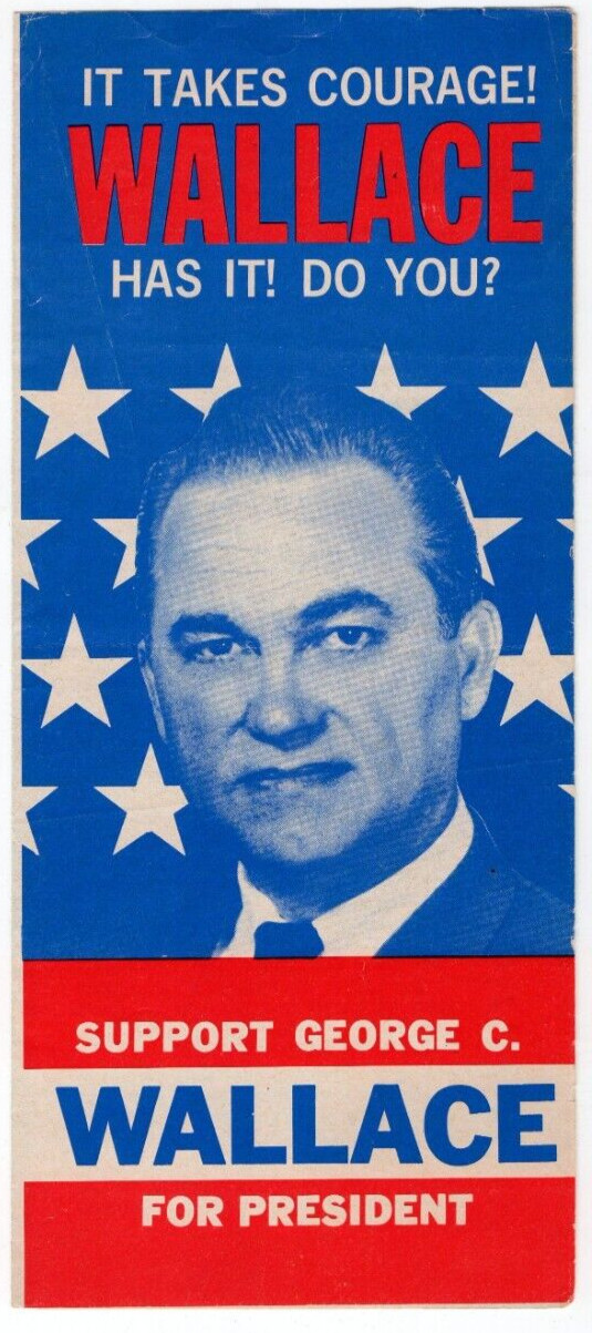 Vintage 1968 George C. Wallace Presidential Campaign Fold-Out Tract/Brochure