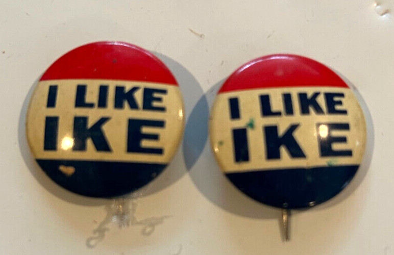 1952 ‘I LIKE IKE’ 2 Dwight Eisenhower Presidential Campaign Pins/buttons
