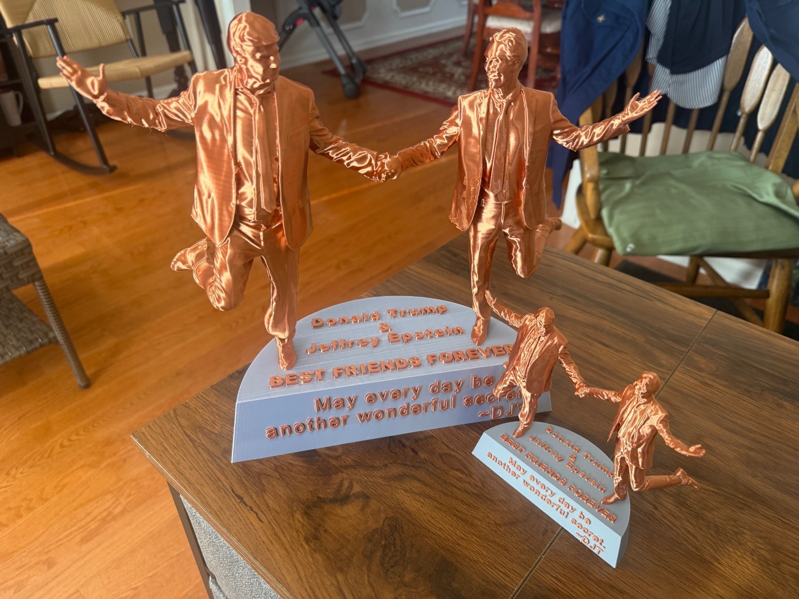 Trump and Epstein DC Statue – 3D Printed 12” – Best Friends Forever