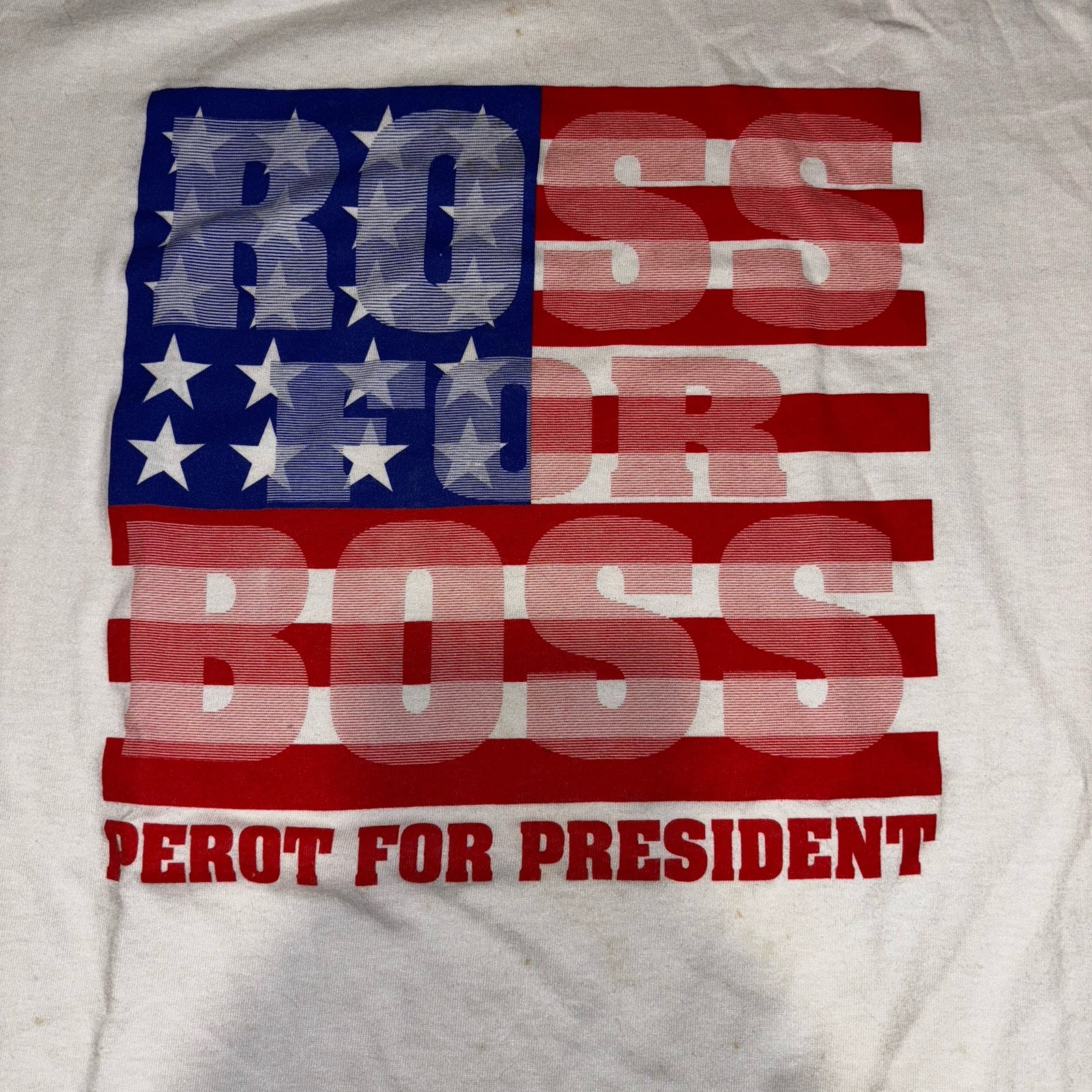 Vtg Single Stitch Shirt USA Ross for Boss Perot Political Campaign XL *READ