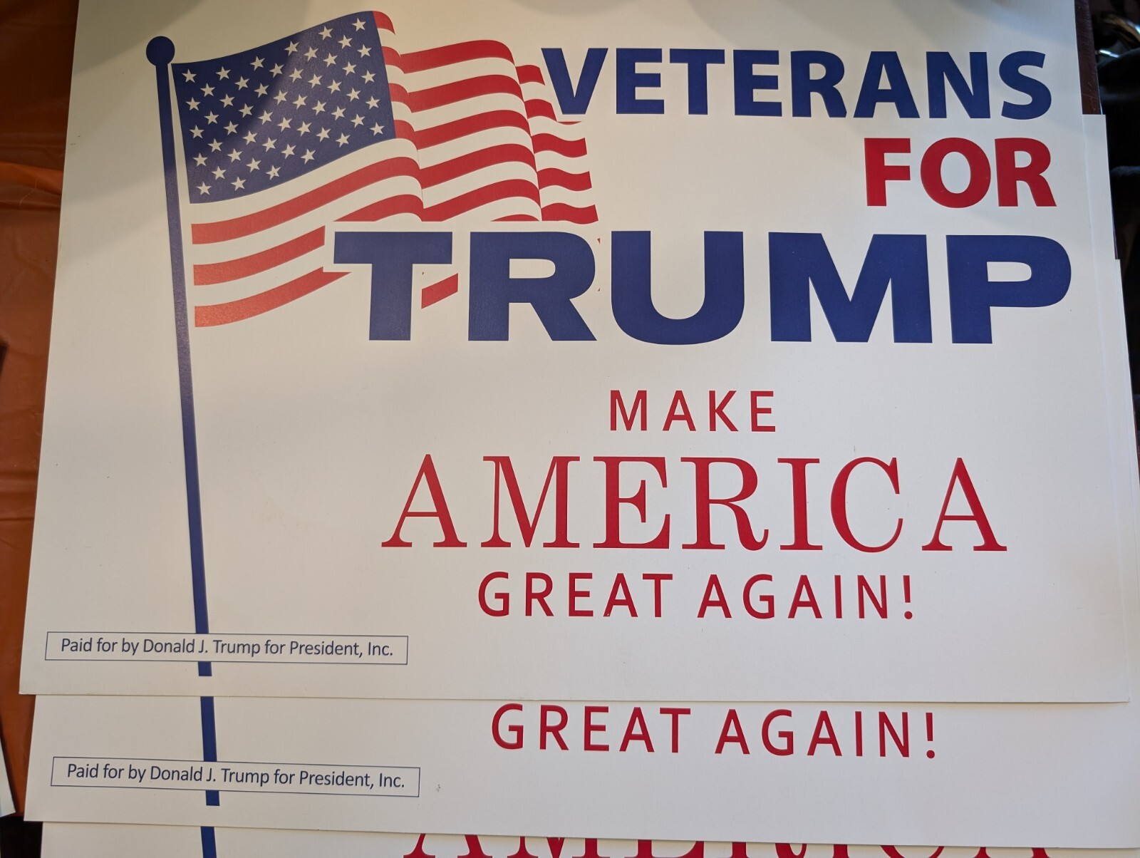 Donald J Trump Official 12×19 Campaign Rally Plaque Card 2016