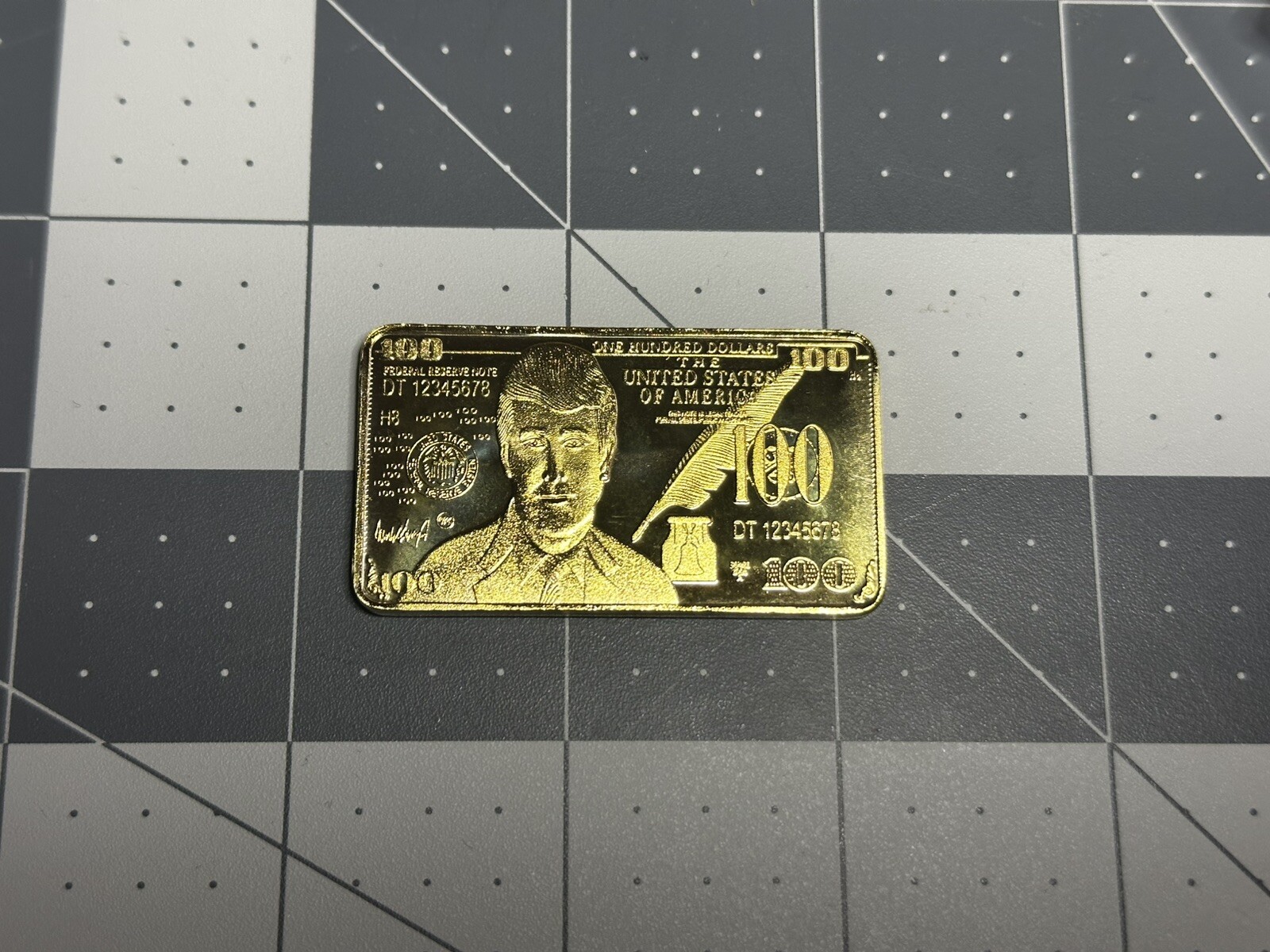 President Trump 24kt Gold Bullion $100 Dollar Bill Gold Plated Bar Bullion