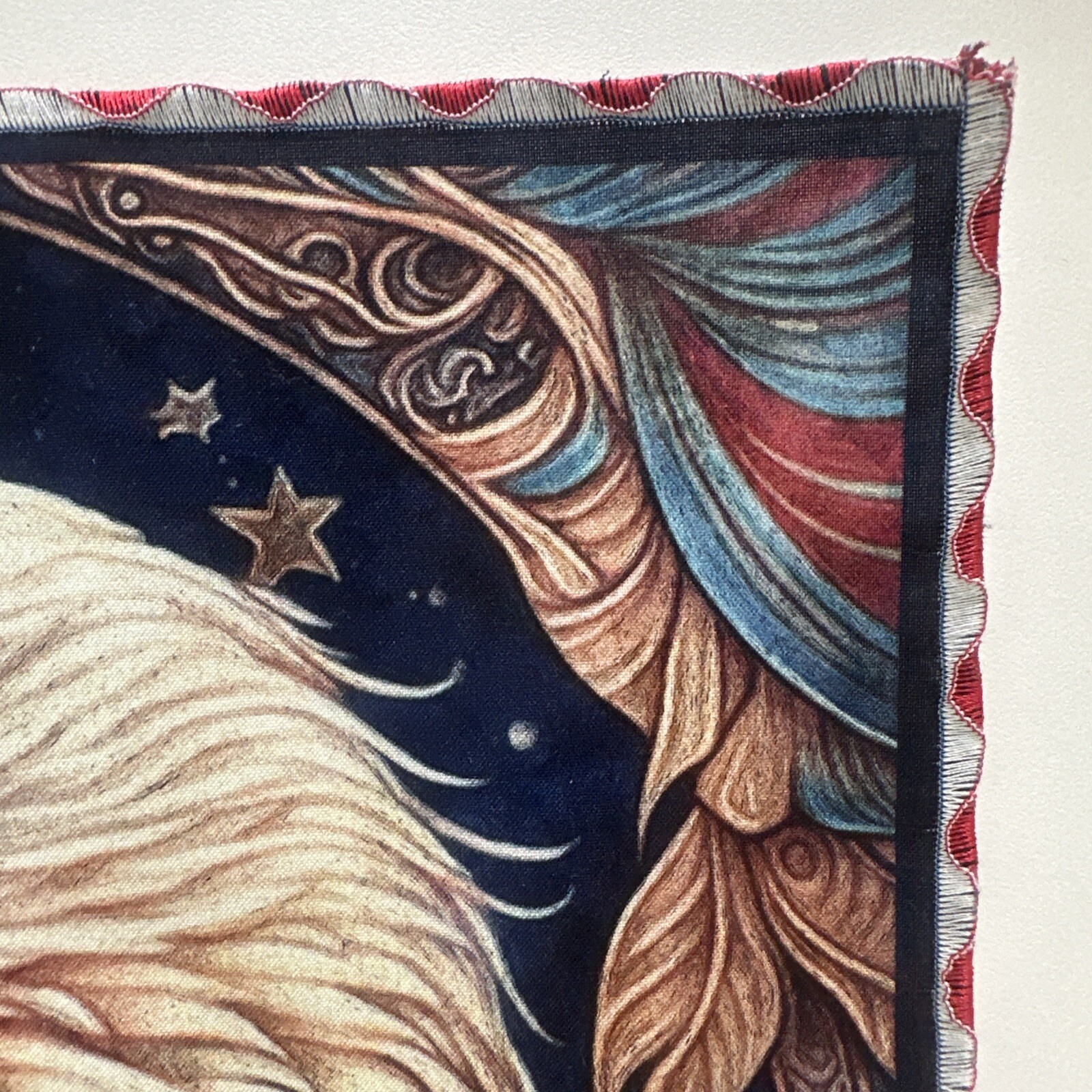 Trump 2024 Eagle Embroidered Fabric Square Red White Blue Wave Stitch Boarders