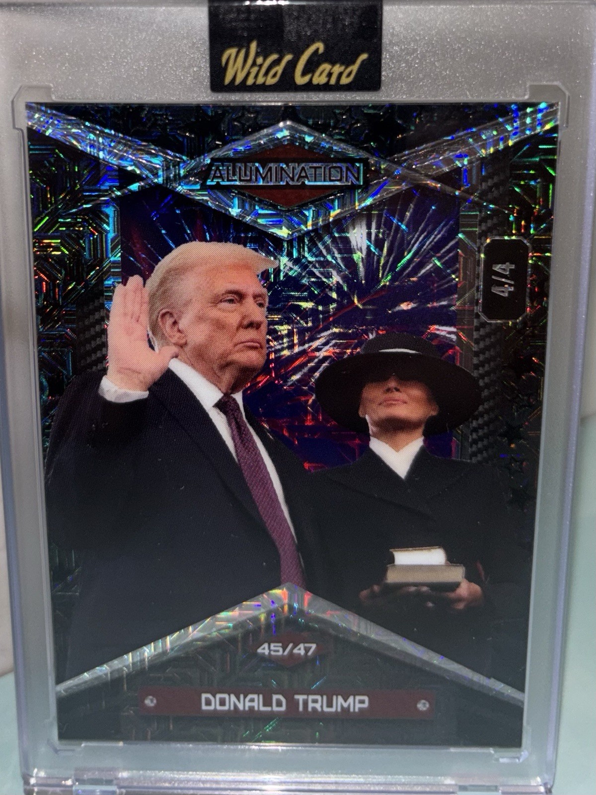 Donald J Trump 4 of 4 Alumination Fireworks & Cross Hatch Foil Wild Card 2025
