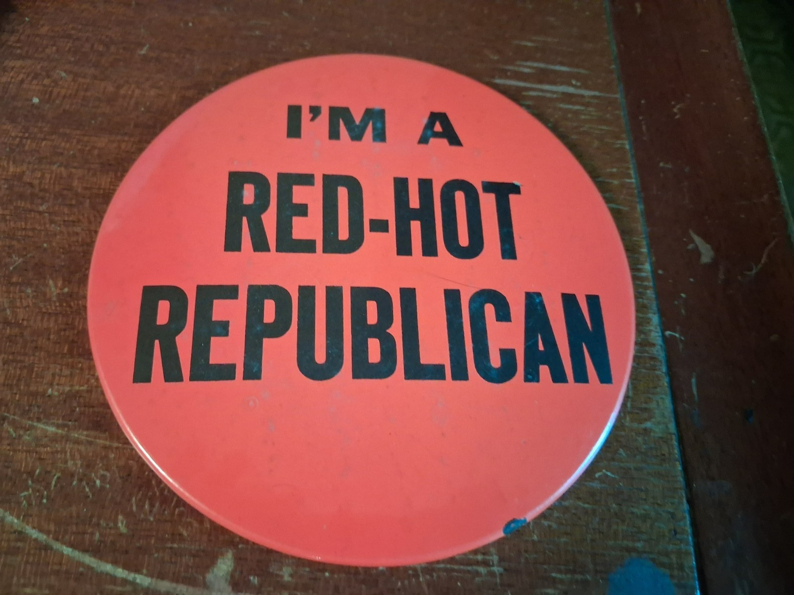Large 6″ Barry Goldwater Pin Back Campaign Button I’m A Red Hot Republican 1964