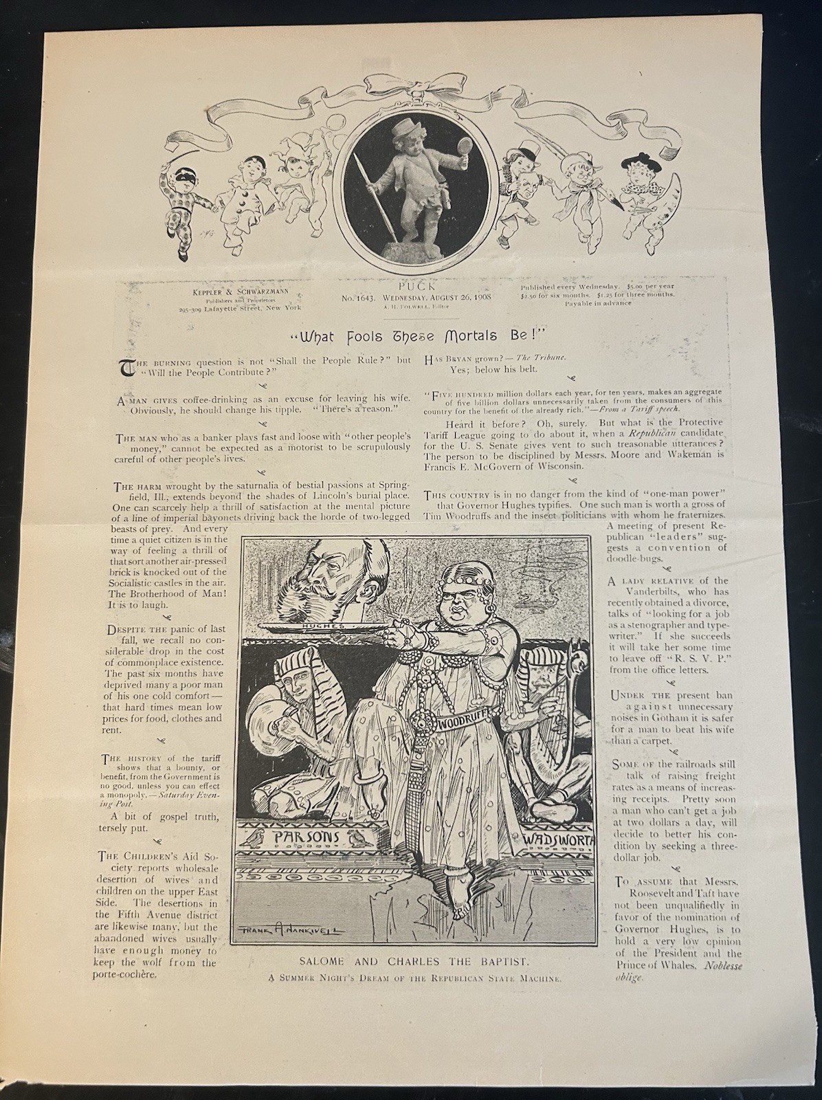 Wm J Bryan & Samuel Gompers 1908 Puck Mag Cover LABOR VOTE