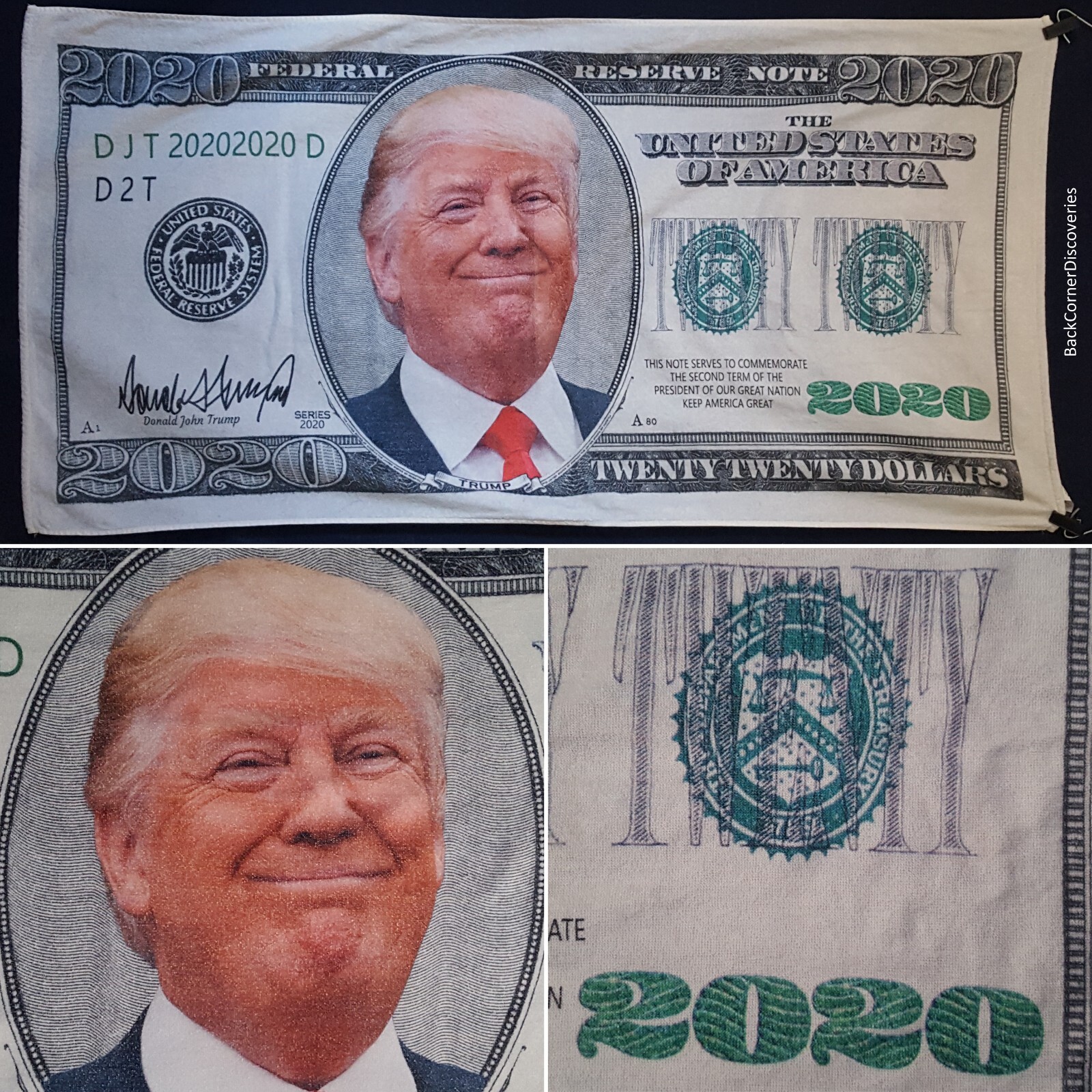 President Donald Trump 2020 Dollar Bill Federal Reserve Note 55½x29″ Beach Towel