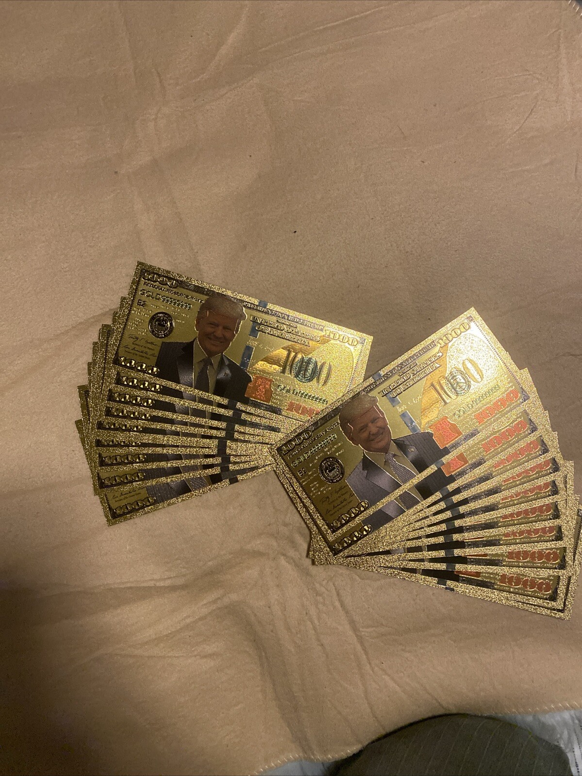 20- President Donald Trump $1000 Dollar Bill Gold Banknotes NON-Currency