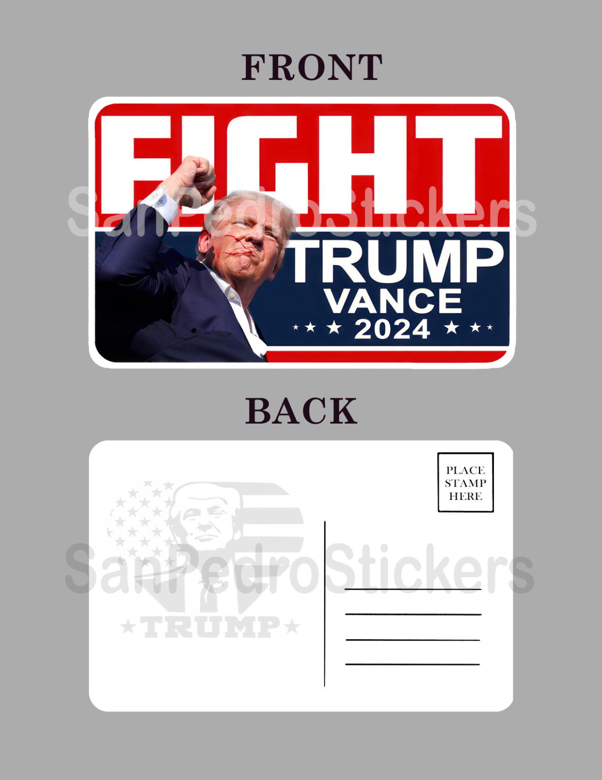 TRUMP / VANCE 2024 – 4″ x 6″ Glossy Postcard 7/13 – FIGHT! – Free Shipping!